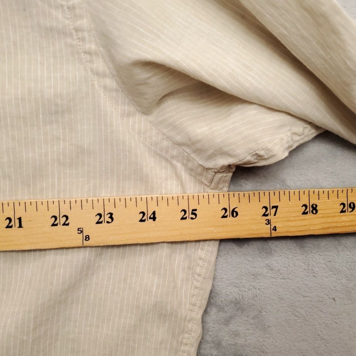 Banana Republic Banana Republic Shirt Men 2XL Beige Striped Linen Long Sleeve Woven Italy Button-Up Casual Travel Mens Size US XXL / EU 58 / 5 - 7 Thumbnail