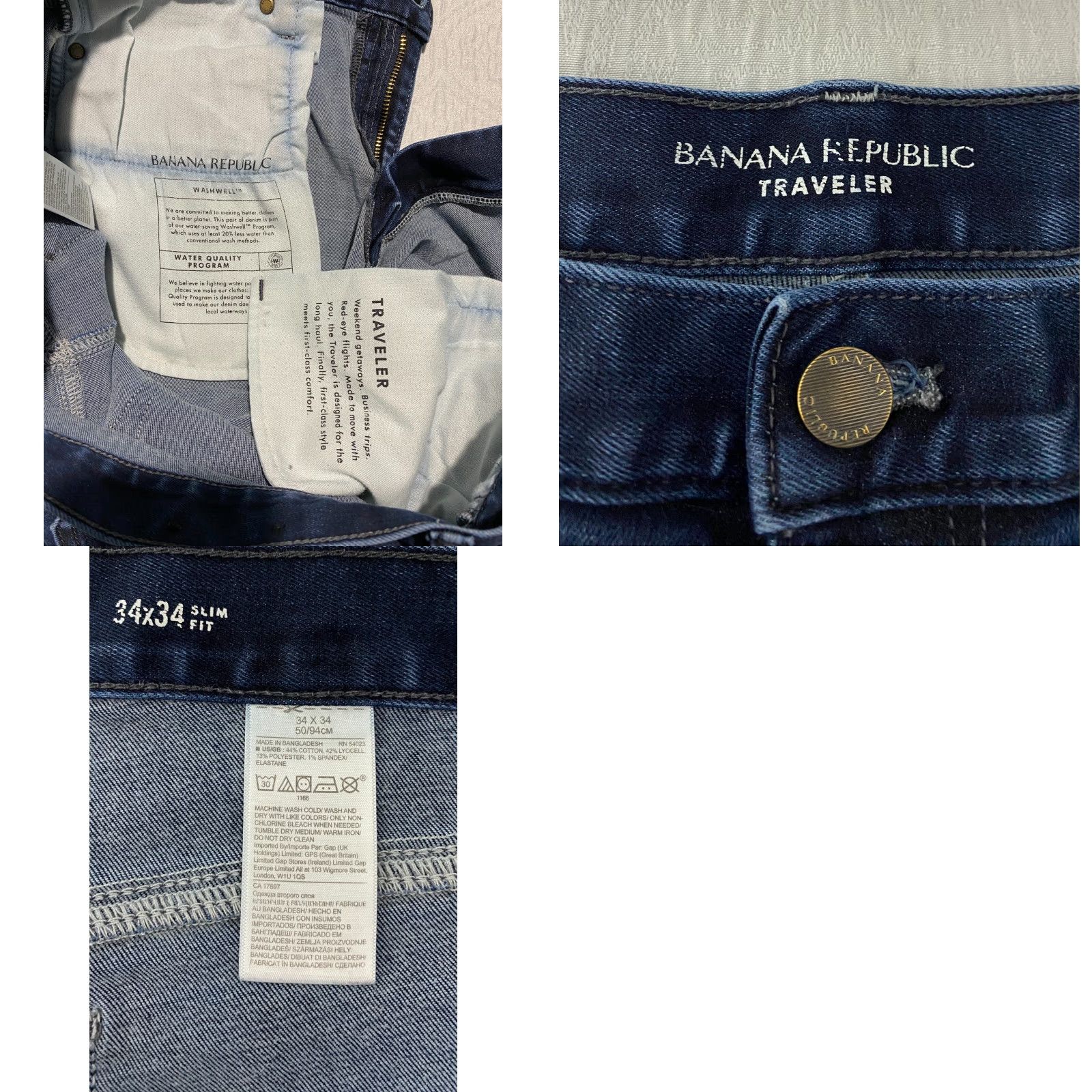 Banana Republic Banana Republic Men's Jeans Size 34×34 Slim Straight Blue Stretch Comfort 5-Pocket Inseam 33 in Regular Rise Mid Size US 34 / EU 50 - 8 Thumbnail