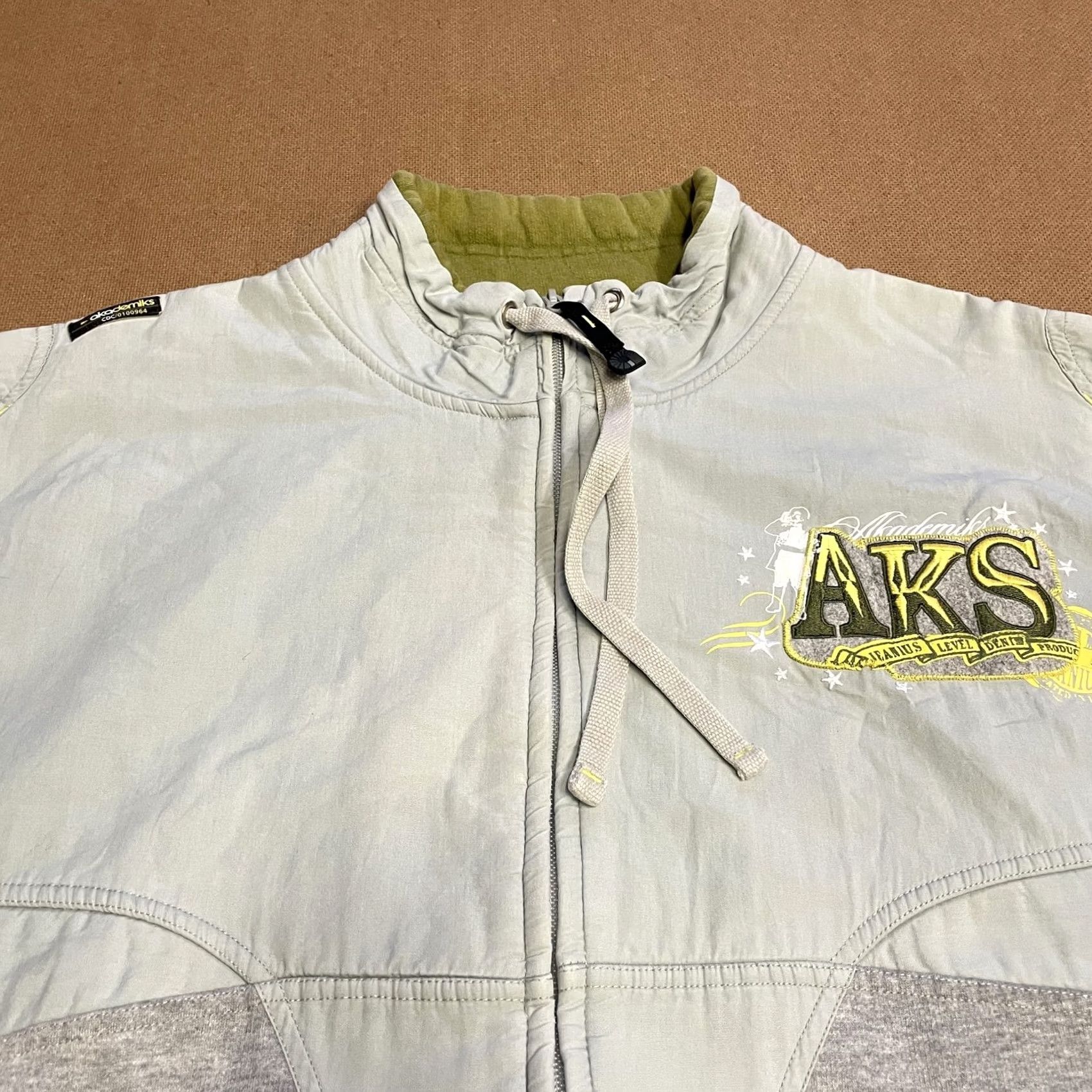 Akademiks VINTAGE Akademiks Jacket Mens L Gray Jeanius Bros Full Zip Patchwork Streetwear AKS Size US 33 - 5 Thumbnail