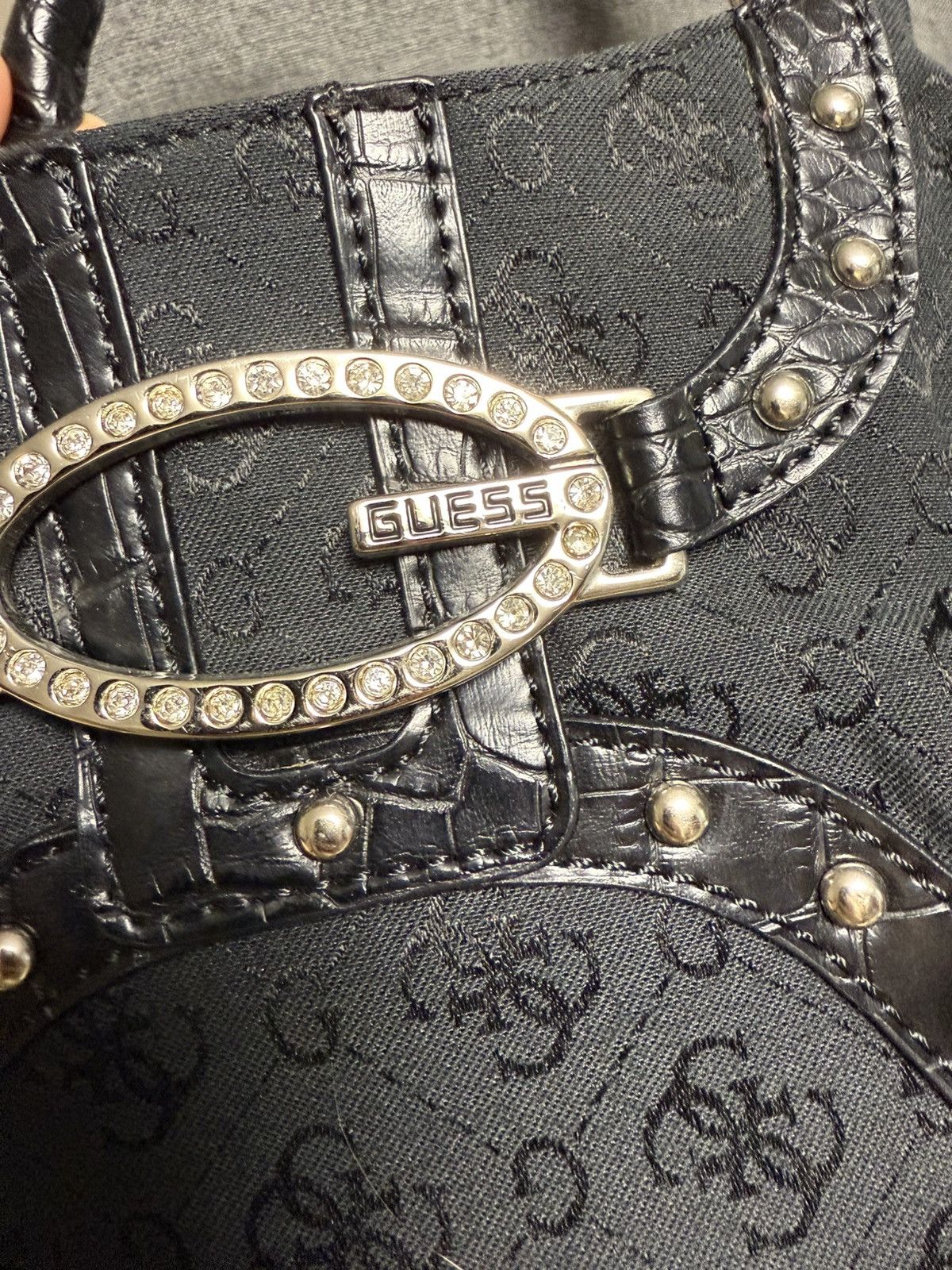 Guess × Vintage Vintage Guess Baguette Bag Mini Rhinestones Black Size ONE SIZE - 3 Thumbnail