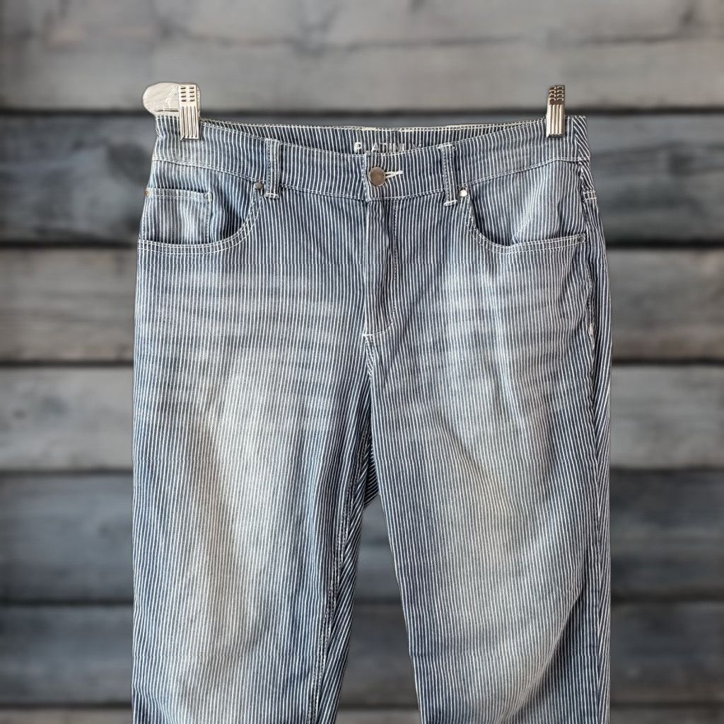 Vintage Chicos Platinum Womens Jeans Ankle 6 Blue White Striped Mid Rise Cotton Blend Size 28" / US 6 / IT 42 - 1 Thumbnail