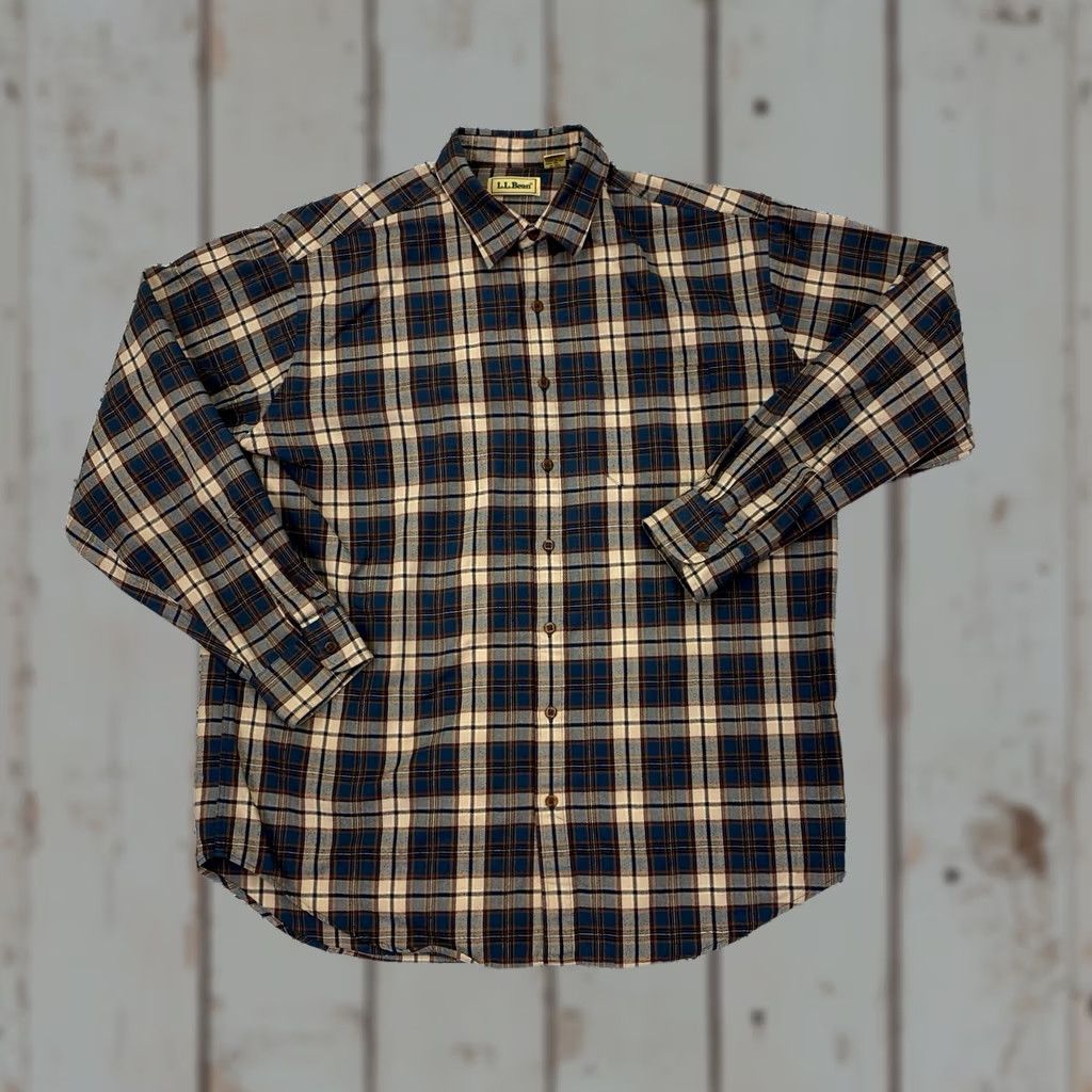 Vintage VINTAGE LL Bean Flannel Shirt Mens XL Gray Blue Long Sleeve Plaid Button-Up Size US XL / EU 56 / 4 - 1 Thumbnail