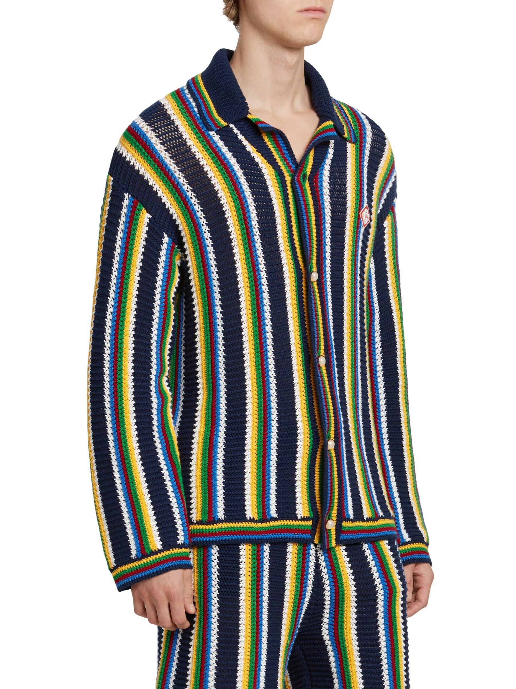 Casablanca os11x0725 Striped Crocheted Cotton-Blend Long-Sleeve Shirt Size US S / EU 44-46 / 1 - 3 Thumbnail