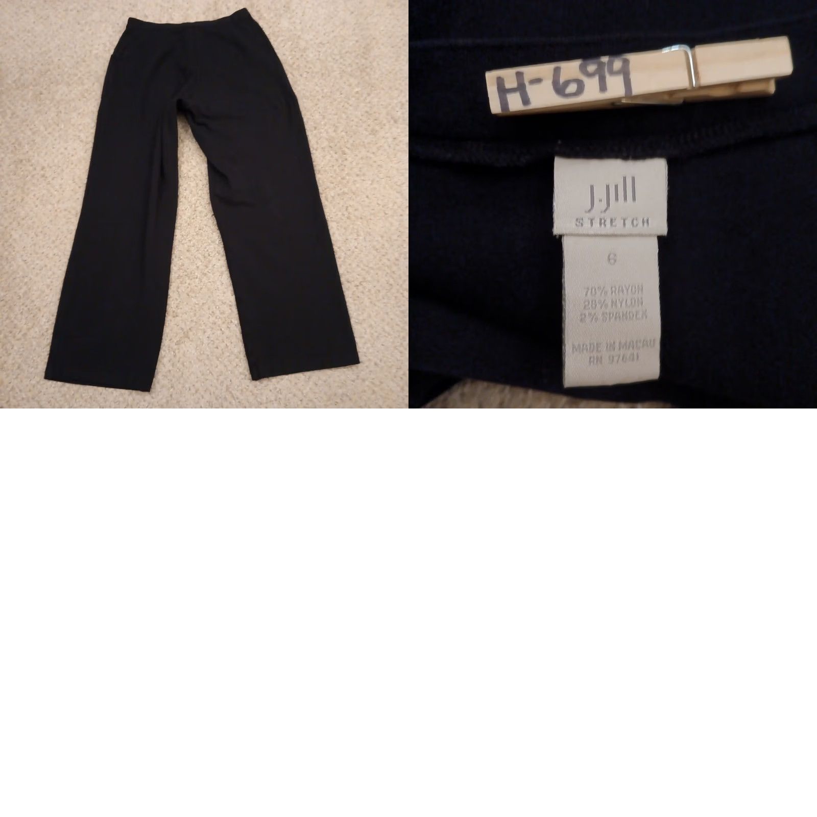 J. Jill J.Jill Cropped Pants Womens Size 6 Black Pockets 26x26 Mid Rise Nylon Rayon Spandex Flat Front Straight Inseam 26 Pants Women Size 28" / US 6 / IT 42 - 8 Thumbnail