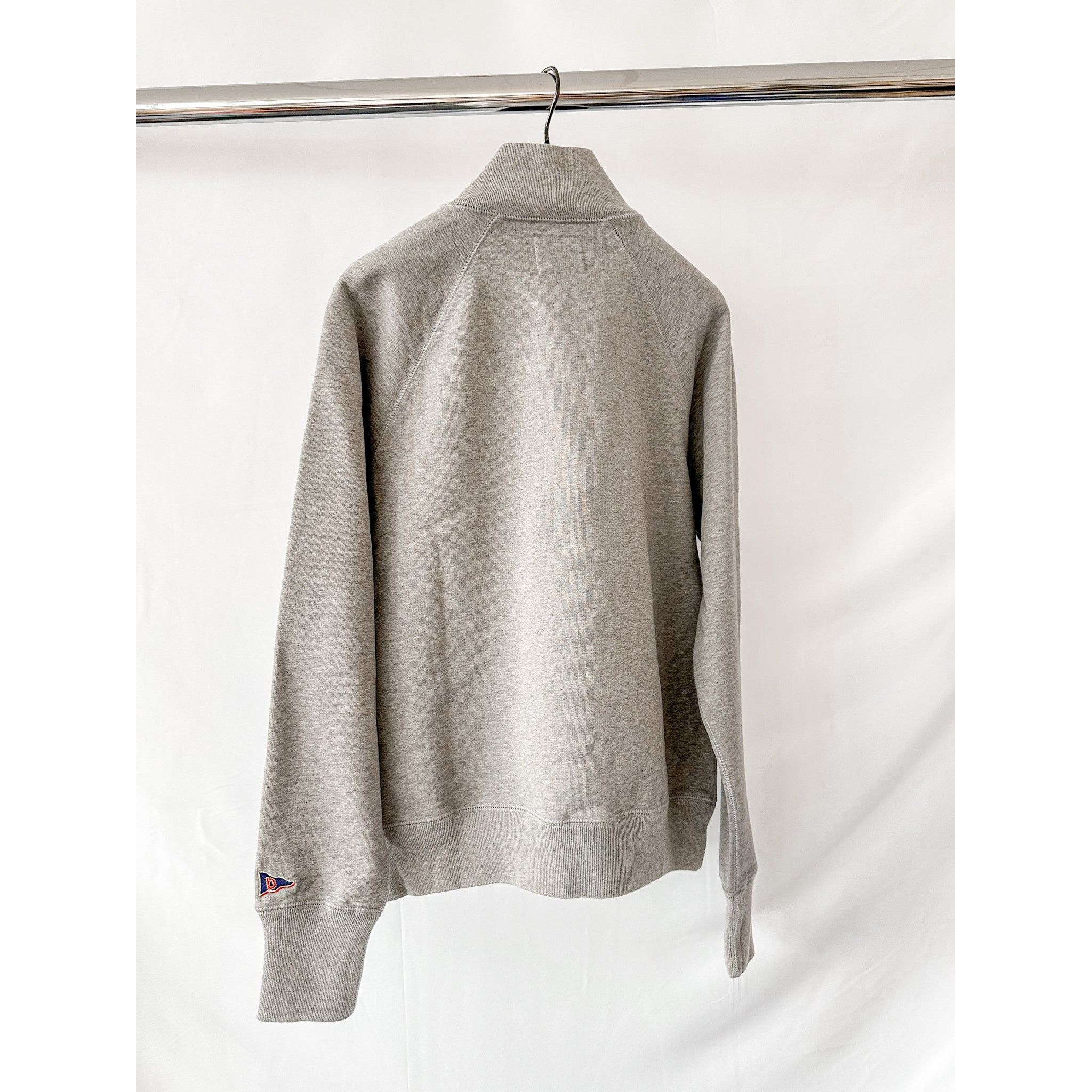 Drake's Drake's Grey Quarter Zip Neck Cotton D Logo Detail Sweatshir Size US XXS / EU 40 - 2 Thumbnail