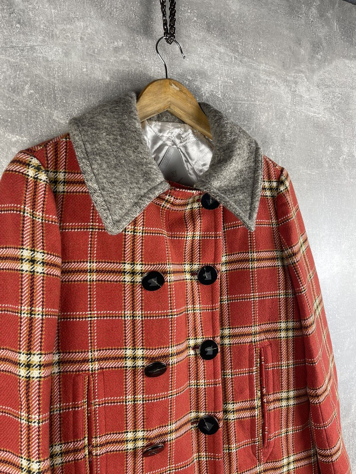 Montecore Montecore Plaid Wool Coat Red Checkered Breasted Overcoat Size M / US 6-8 / IT 42-44 - 5 Thumbnail