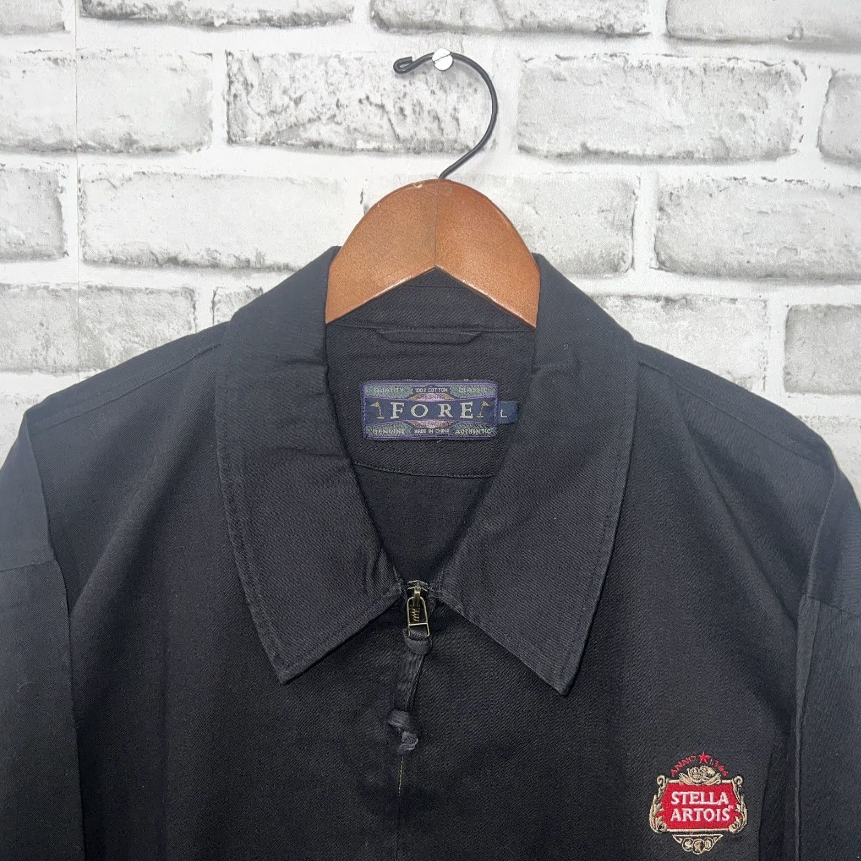 Vintage FORE Stella Artois Black Full Zip Jacket Mens Size L Size US L / EU 52-54 / 3 - 3 Thumbnail