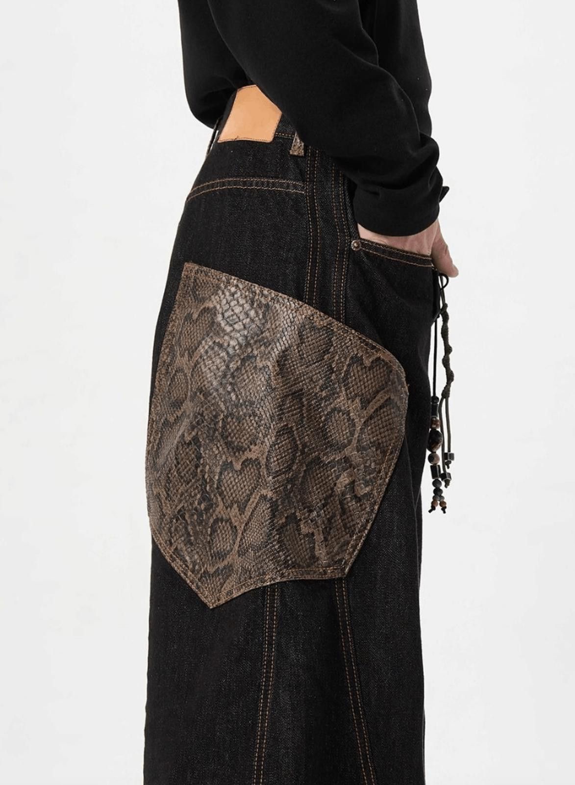 Other Snake Patch Loose Wide Leg Jeans Size US 32 / EU 48 - 2 Thumbnail