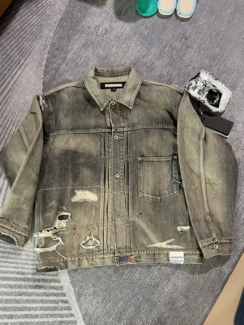 Neighborhood Neighborhood Distressed Denim Jacket Size US XL / EU 56 / 4 - 1 Thumbnail