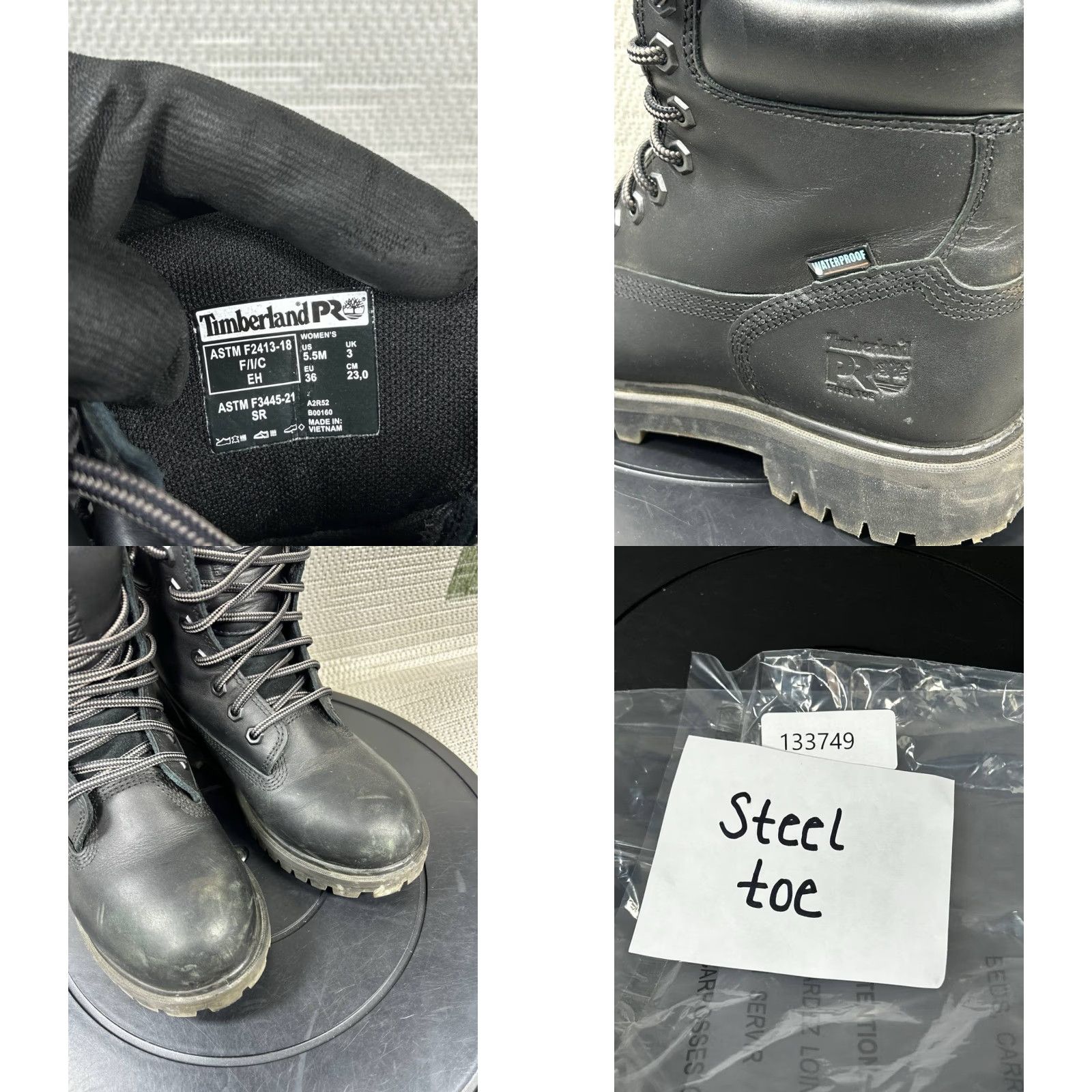 Timberland Timberland PRO Boot Womens Size 5.5 M Direct Attach Steel Toe Work Black Leather Shoes Size US 6 / IT 36 - 8 Thumbnail