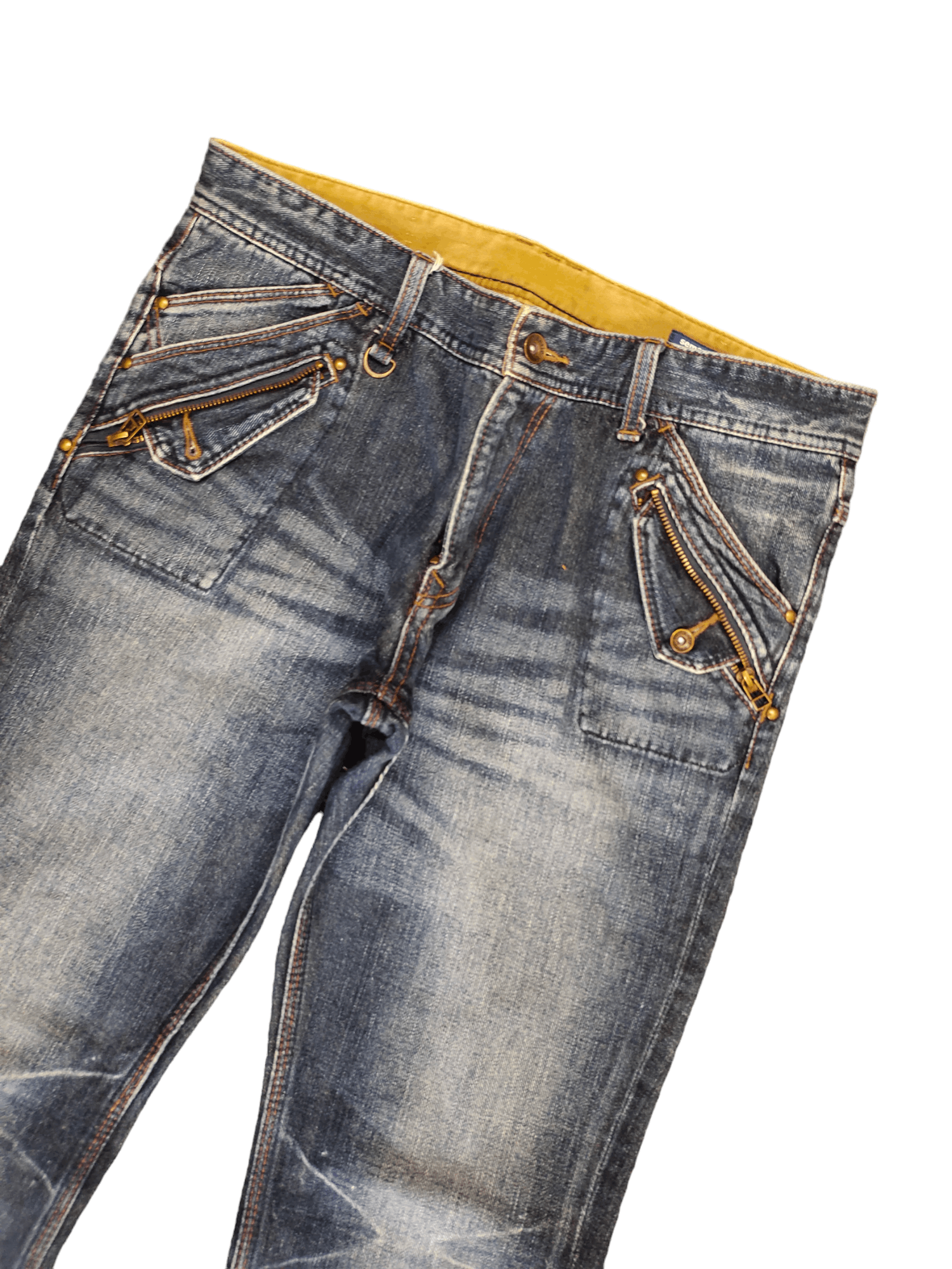 If Six Was Nine Flare Jeans Semantic Design Clawmark Faded Denim Bootcut Y2k Size US 32 / EU 48 - 4 Thumbnail