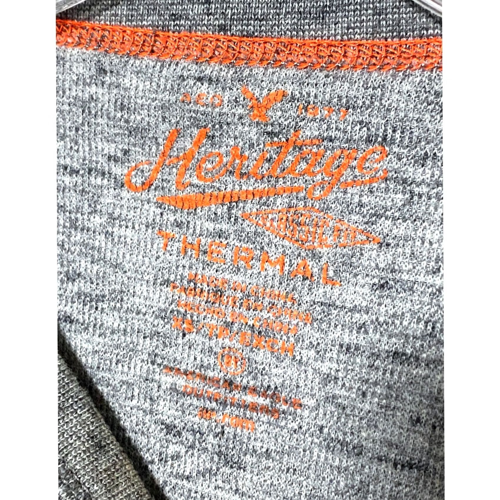 American Eagle Outfitters VINTAGE American Eagle Shirt Long Sleeve Mens XS Gray Thermal Orange Logo Preppy Y2K Size US XS / EU 42 / 0 - 5 Thumbnail