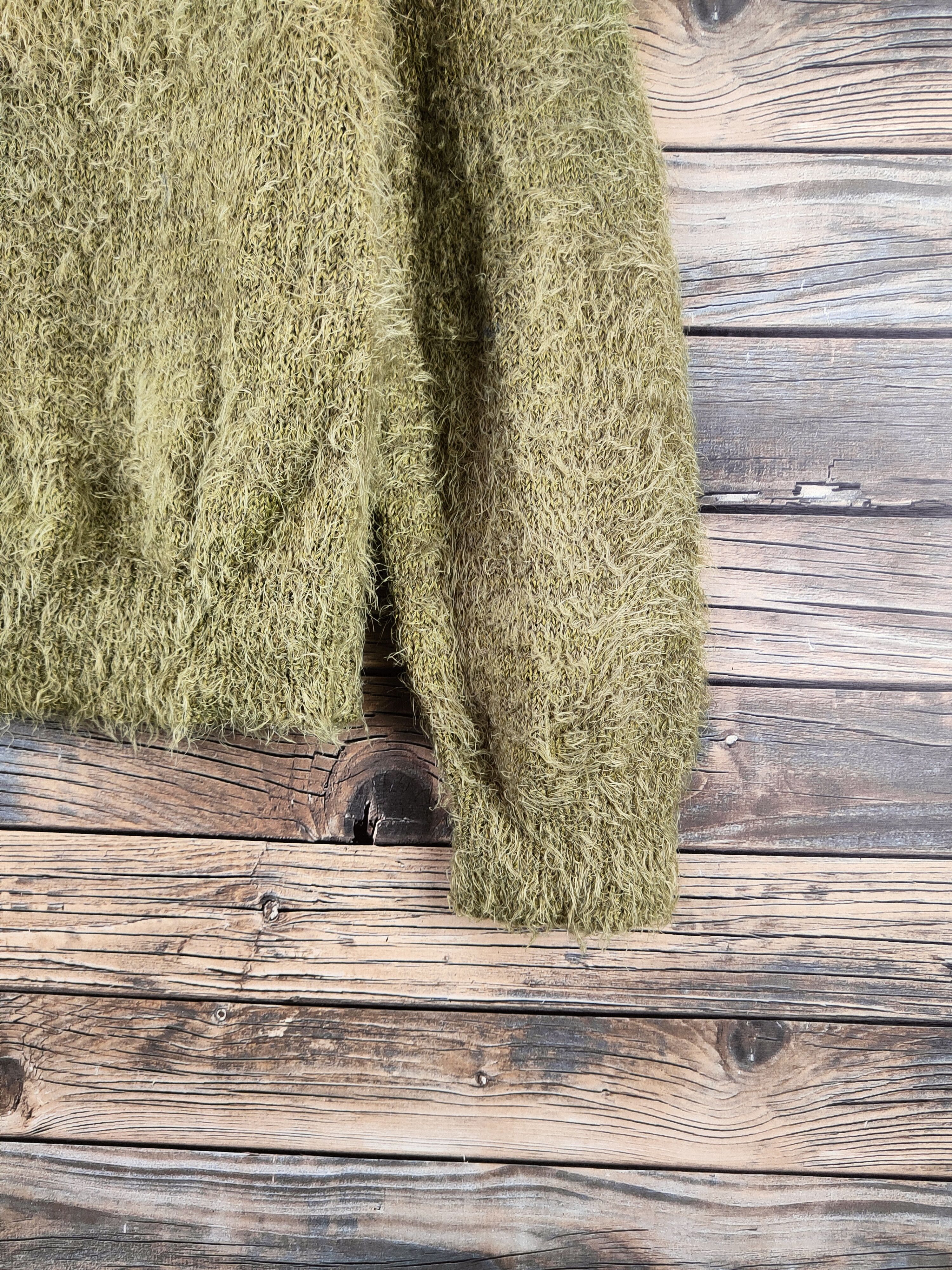 Japanese Brand DL Mouvoir Femme Green Fur Mohair Knitwear #46-930 Size L / US 10 / IT 46 - 6 Thumbnail