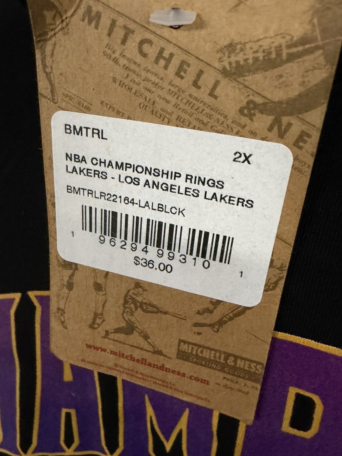 Mitchell & Ness LAKERS MITCHELL & NESS NBA THREE-PEAT rings TEE shirt 2xl wt Size US XXL / EU 58 / 5 - 9 Thumbnail
