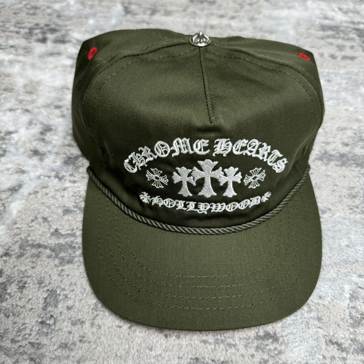 CHROME HEARTS オリーブキャップ　週末で終了でーす！ Chrome Hearts Olive & White Triple Cross Embroidered Hat – Savonches