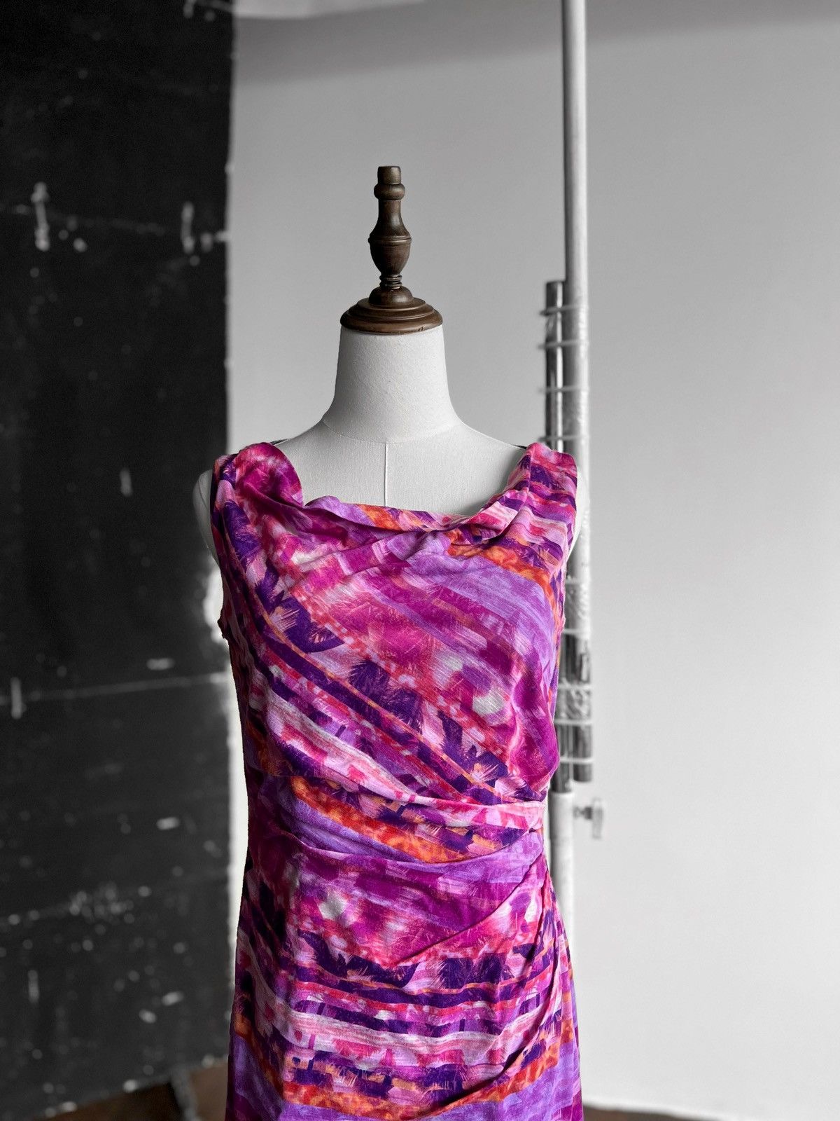 Designer Gina Bacconi Womens Purple Pink Printed Knee Length Dress Size S / US 4 / IT 40 - 2 Thumbnail