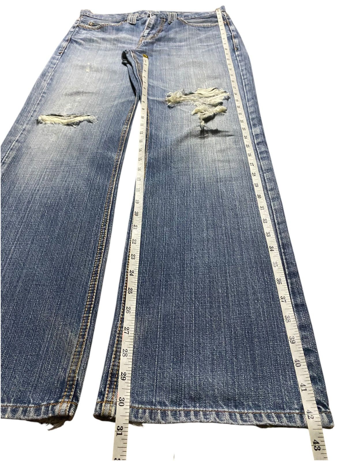 14th Addiction Vintage Japanese Brand X2083T Distressed Baggy Jeans Size US 33 - 14 Thumbnail