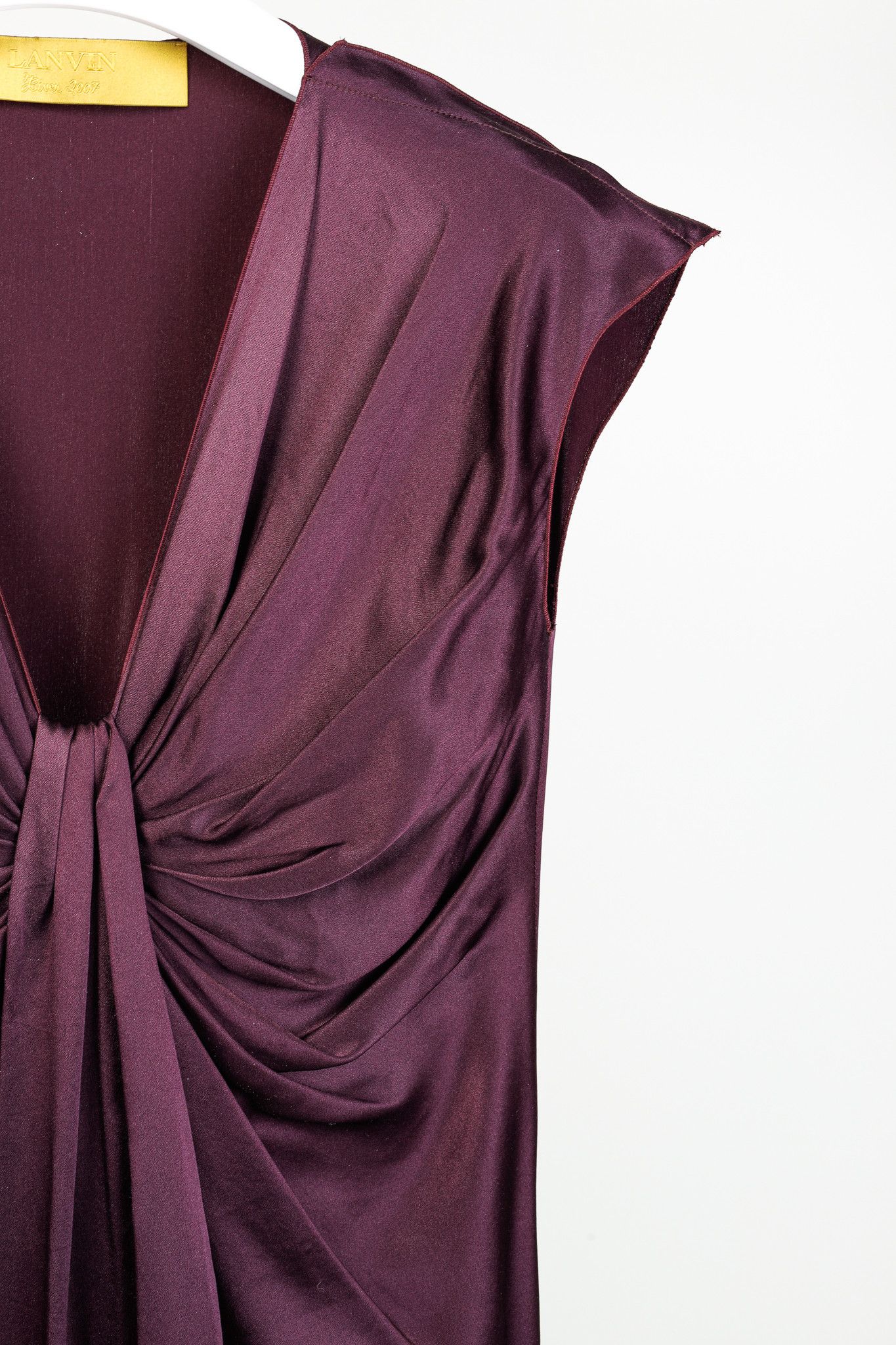 Lanvin Lanvin Winter 2007 Purple Wine Silk Midi Drape Front Dress Size M / US 6-8 / IT 42-44 - 4 Thumbnail