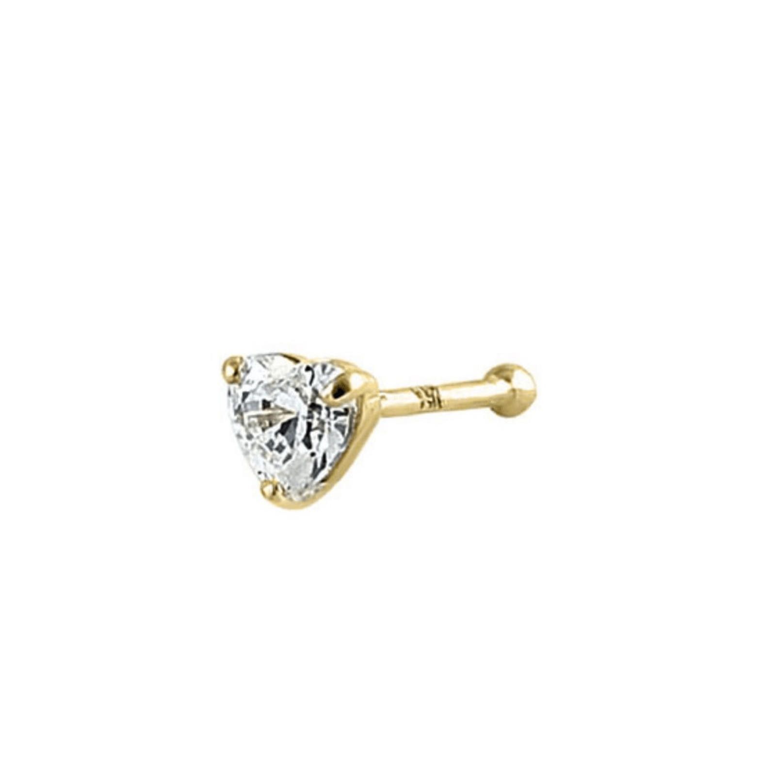 NBDN Nobrandedon New Solid 14K Yellow Gold Heart CZ Nose Stud Size ONE SIZE - 1 Thumbnail