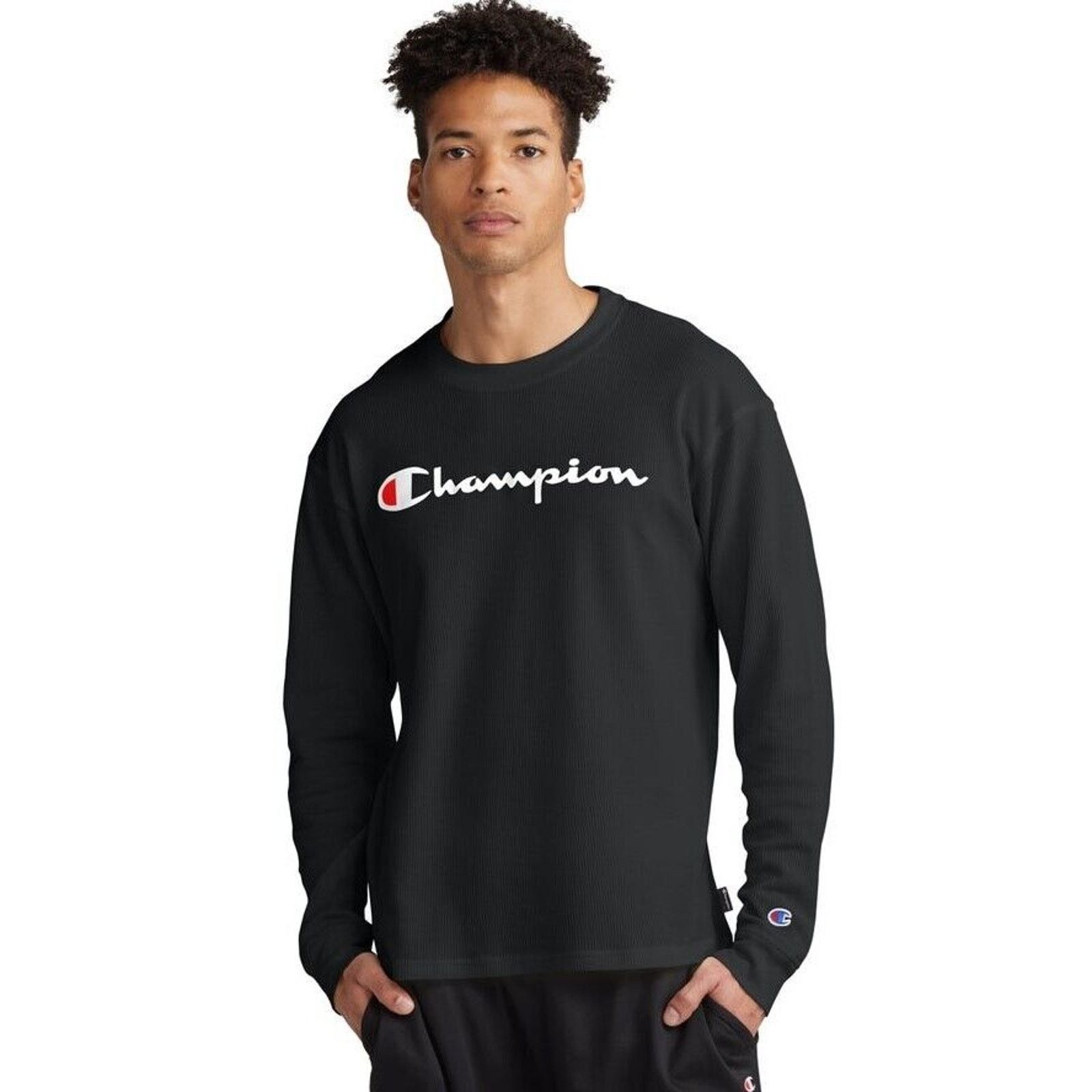 Champion Champion Men s Black Cotton Waffle Thermal T Shirt Size 2XL Grailed