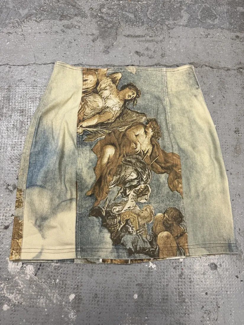 Roberto Cavalli × Vintage FW1994 Roberto Cavalli Renaissance Royal Print Skirt Size 25" / US 0 / IT 36 - 2 Thumbnail