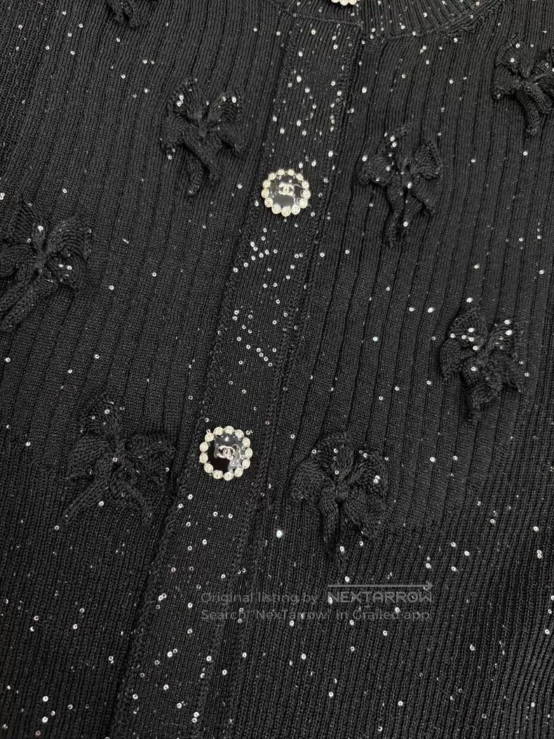 Chanel Chanel Black shiny bow knitted long sleeves Size XS / US 0-2 / IT 36-38 - 3 Thumbnail