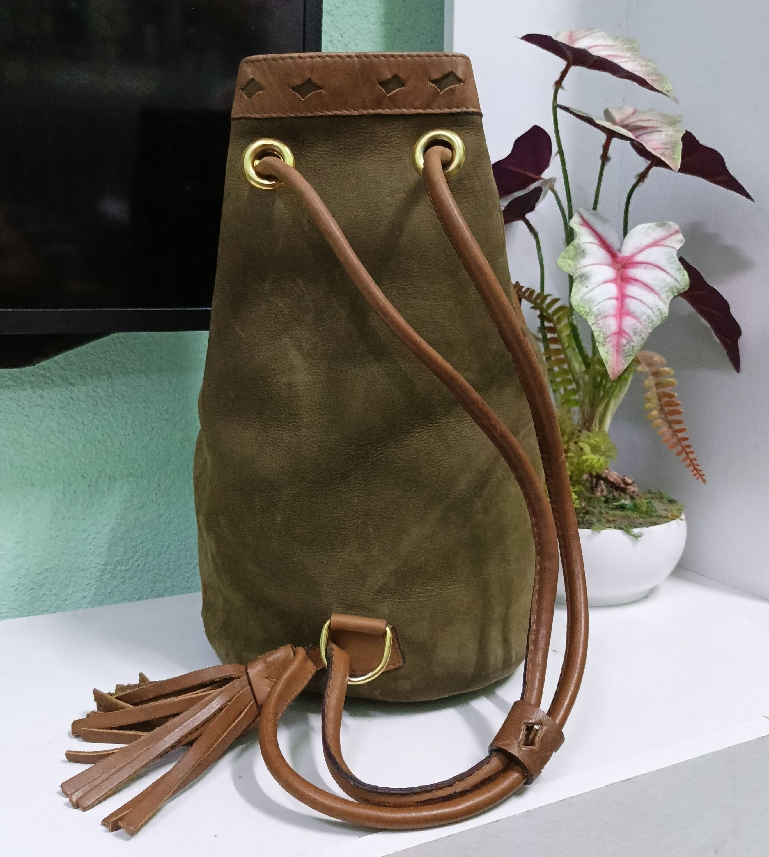 Vintage 🔥FINAL DROP🔥Tre Amore Leather Patchwork Western Bucket Bag Size ONE SIZE - 7 Thumbnail