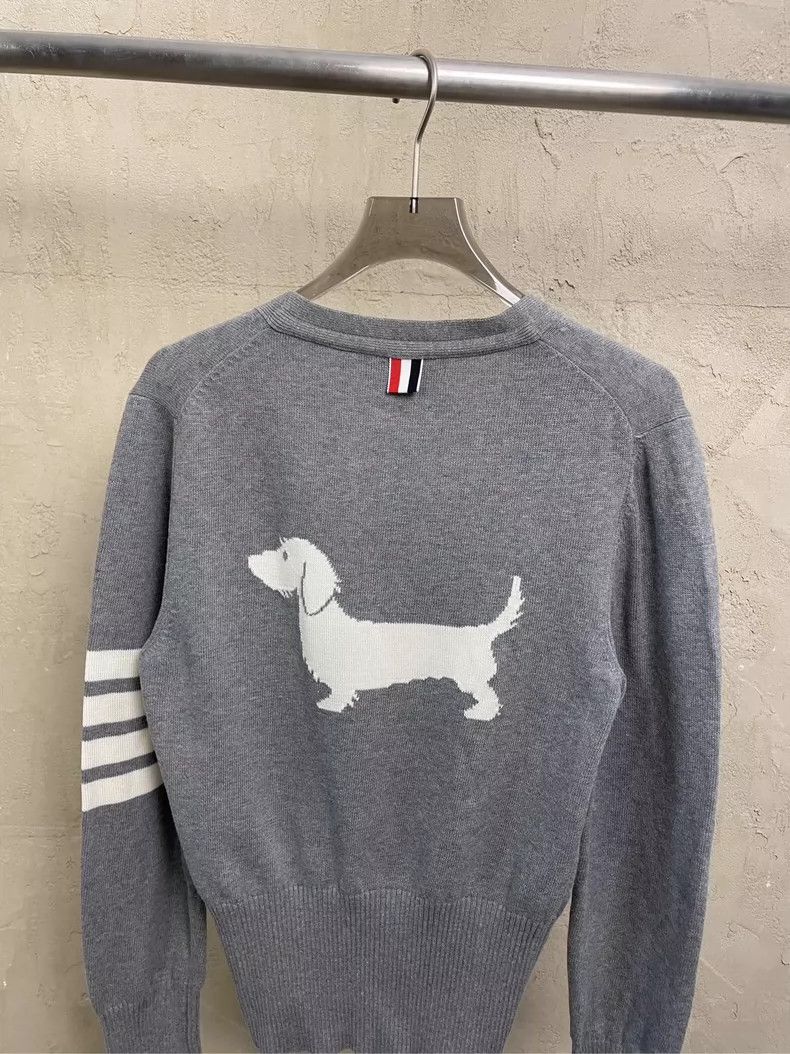 Thom Browne Thom Browne Gray dog four stripe knit sweater Size S / US 4 / IT 40 - 3 Thumbnail