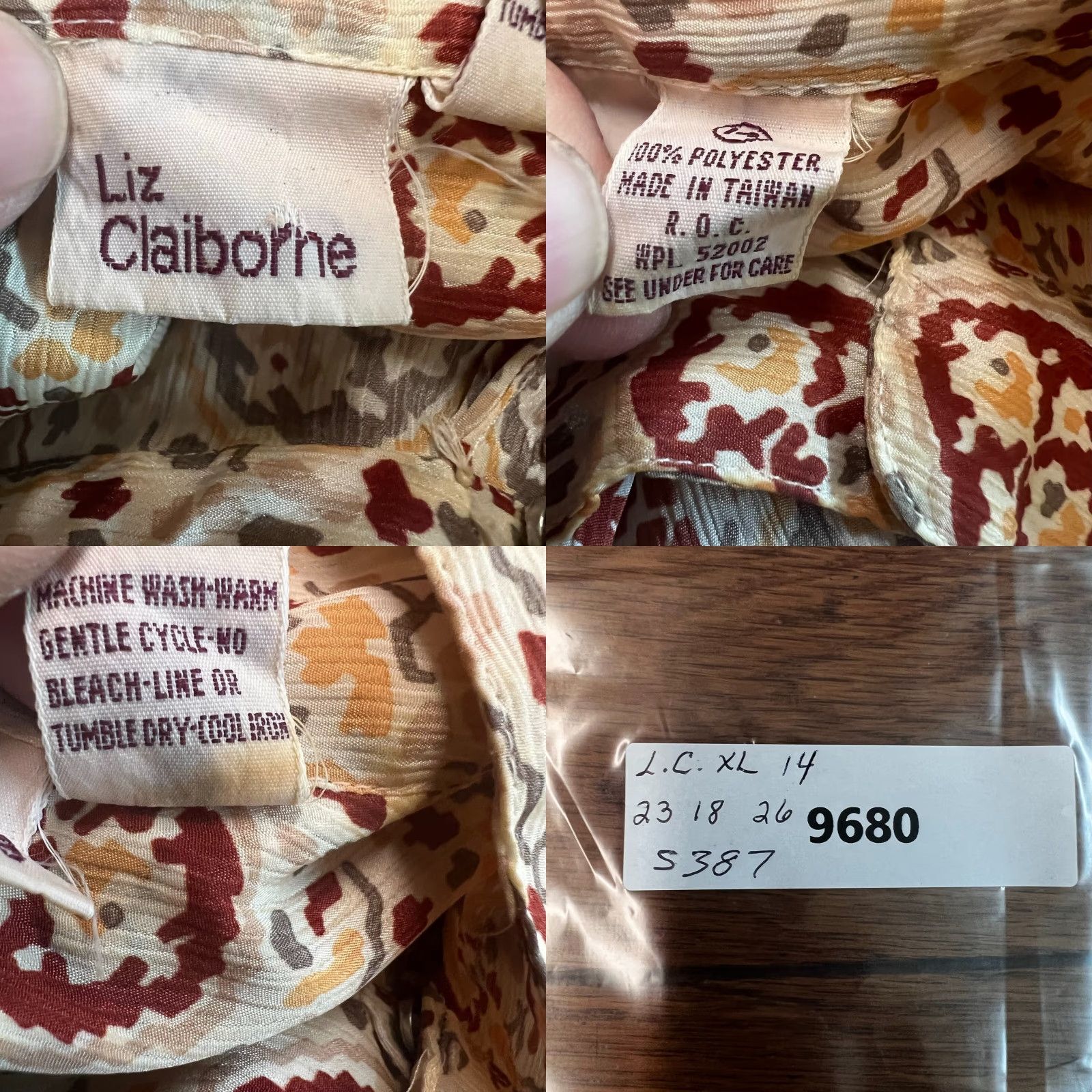Liz Claiborne Liz Claiborne Paisley Floral Button Blouse Womens Size 14 Tan High Collar Size XL / US 12-14 / IT 48-50 - 8 Thumbnail