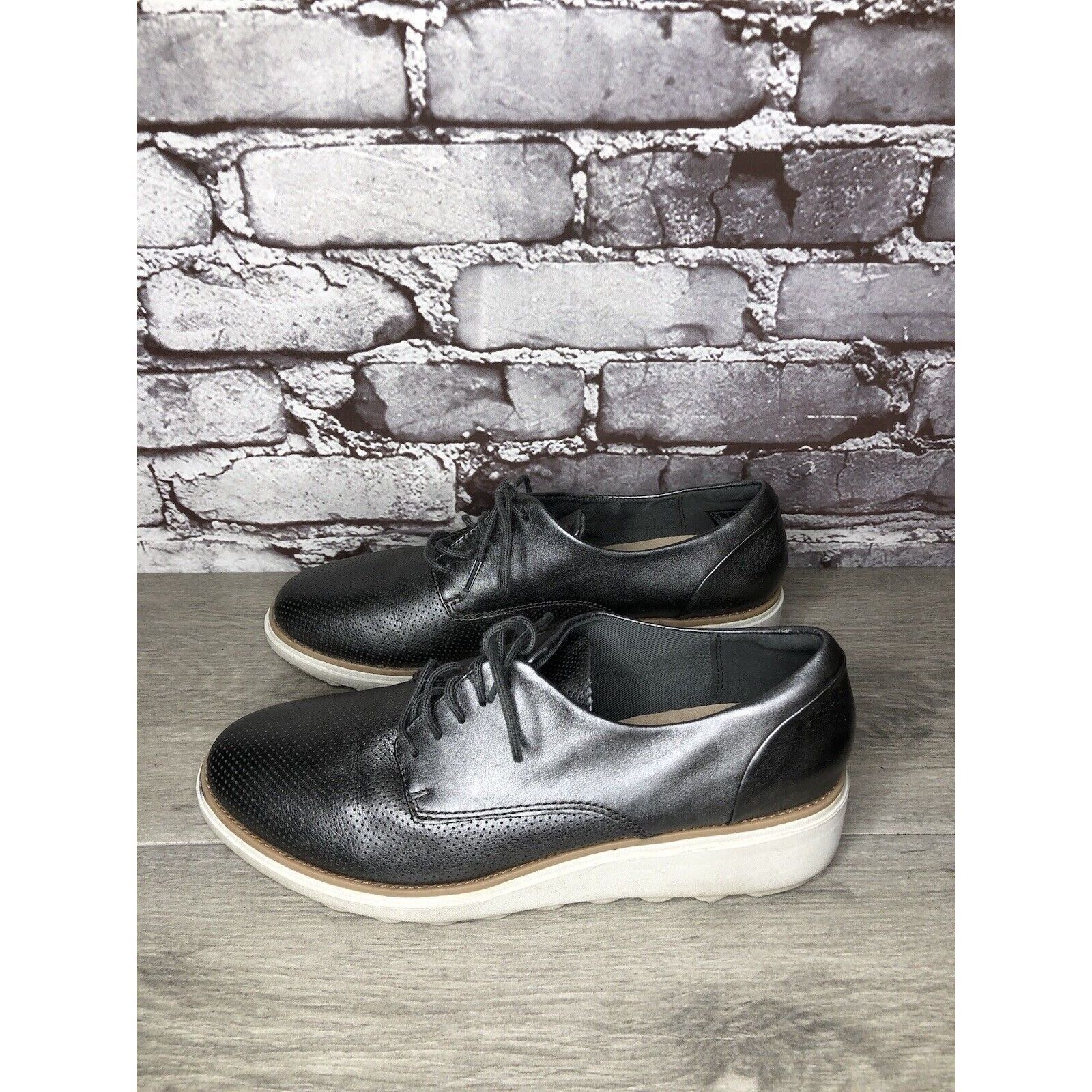 Clarks Clarks Collection Metallic Gunmetal Pewter Oxfords Shoes Wom Size US 8.5 / IT 38.5 - 13 Thumbnail