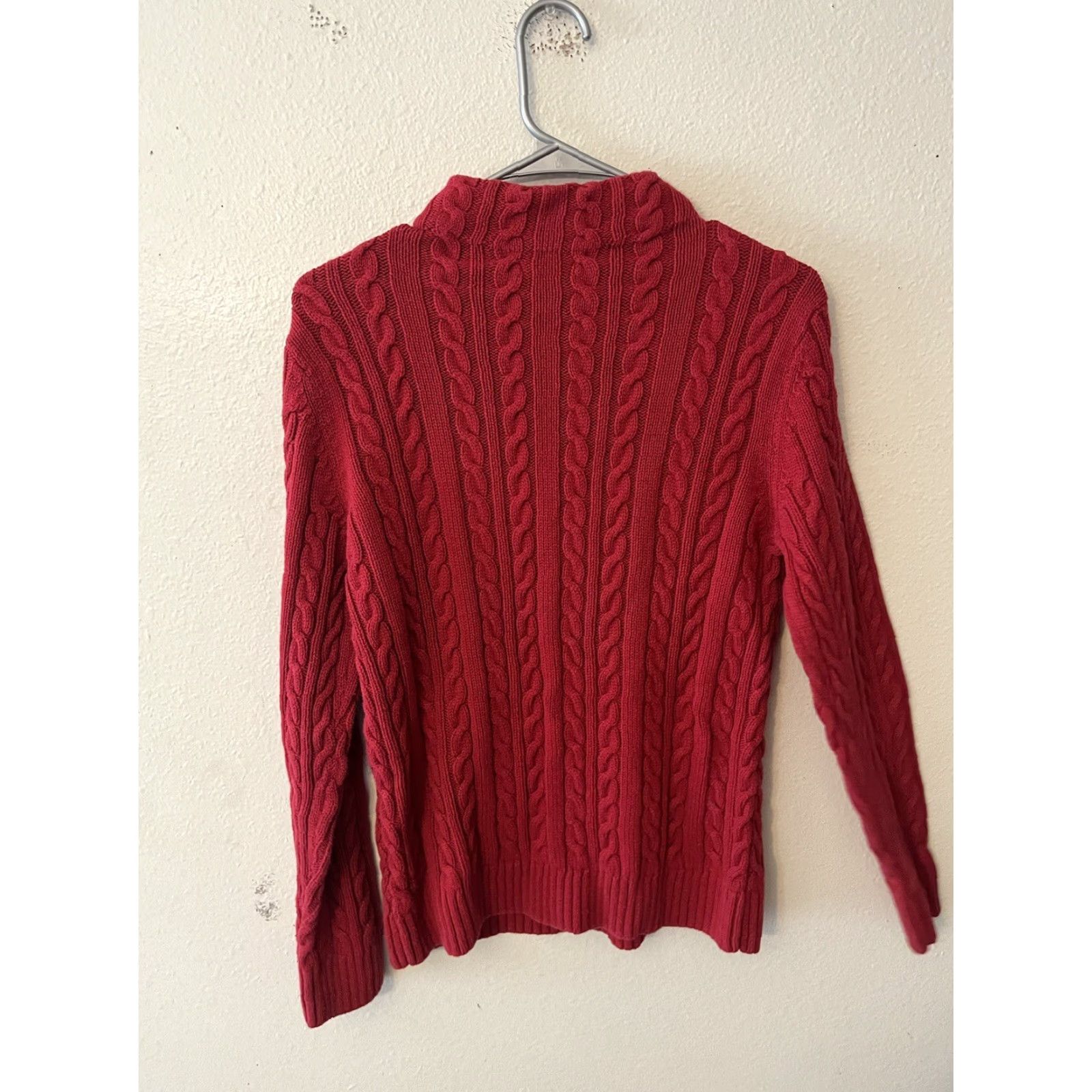 Croft & Barrow VINTAGE Croft & Barrow Women's Large Red Mock Cable Knit Sweater Size L / US 10 / IT 46 - 3 Thumbnail