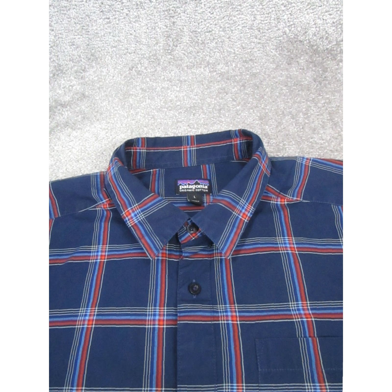 Patagonia Patagonia Bollocks Shirt Mens Large Blue Red Cotton Button Up - Plaid, Short Sleeve, Collared, Pockets, Regular Fit, Vintage? No Size US L / EU 52-54 / 3 - 2 Thumbnail