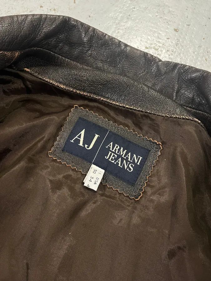 Armani 2000s Armani Trucker Faded Brown Leather Buttoned Jacket Size US M / EU 48-50 / 2 - 9 Thumbnail