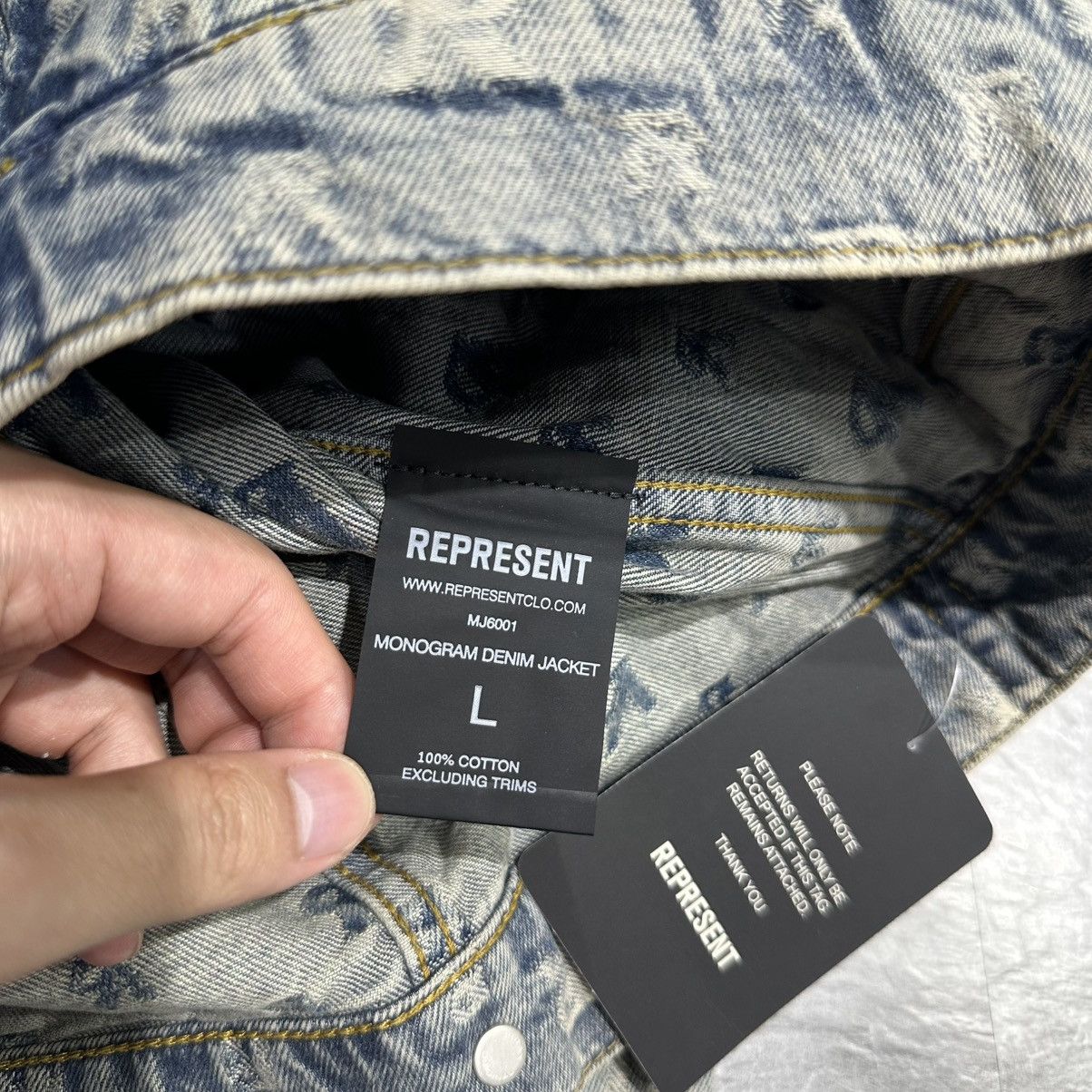 Represent Clo. Represent R4 Stone Wash Monogram Denim Jacket Size US L / EU 52-54 / 3 - 7 Thumbnail