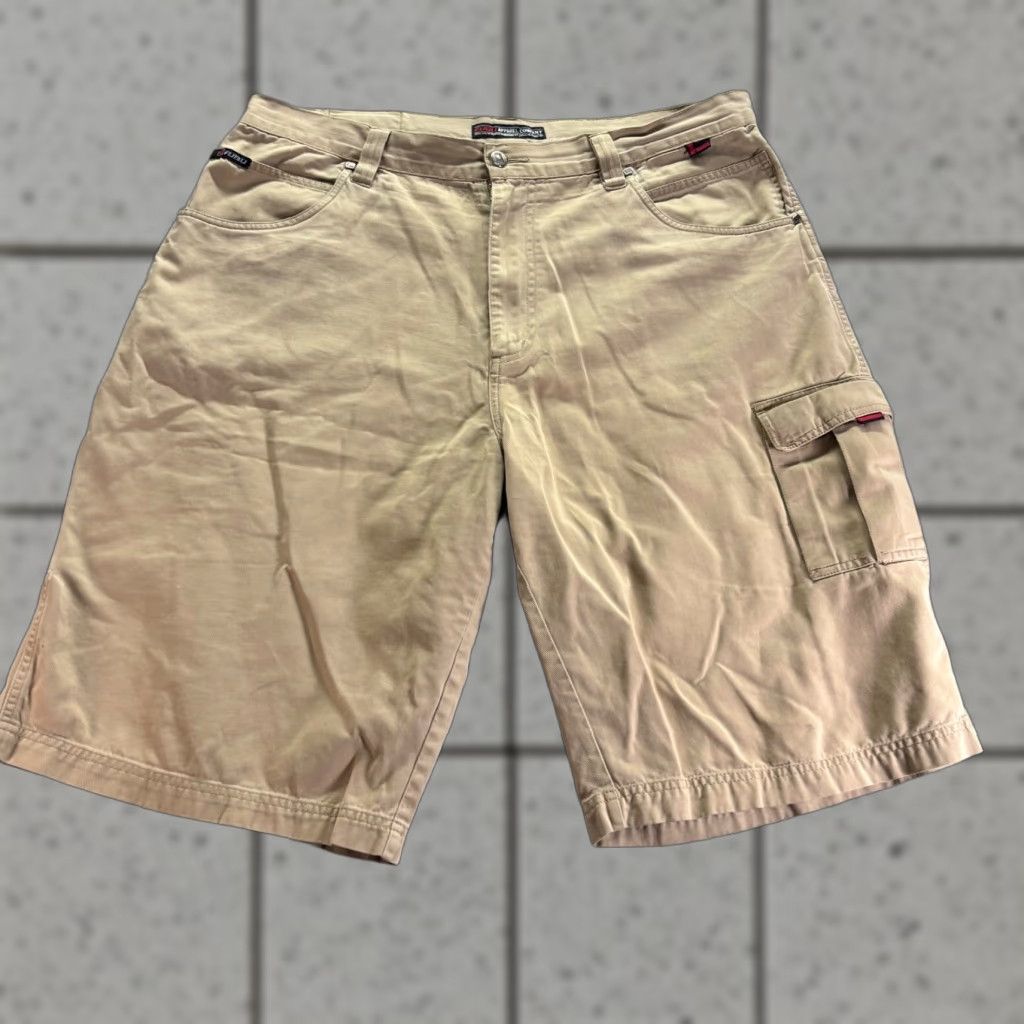VINTAGE FUBU Cargo Shorts Mens Size 40 Beige Cotton Regular Fit Workwear Outdoor Sports