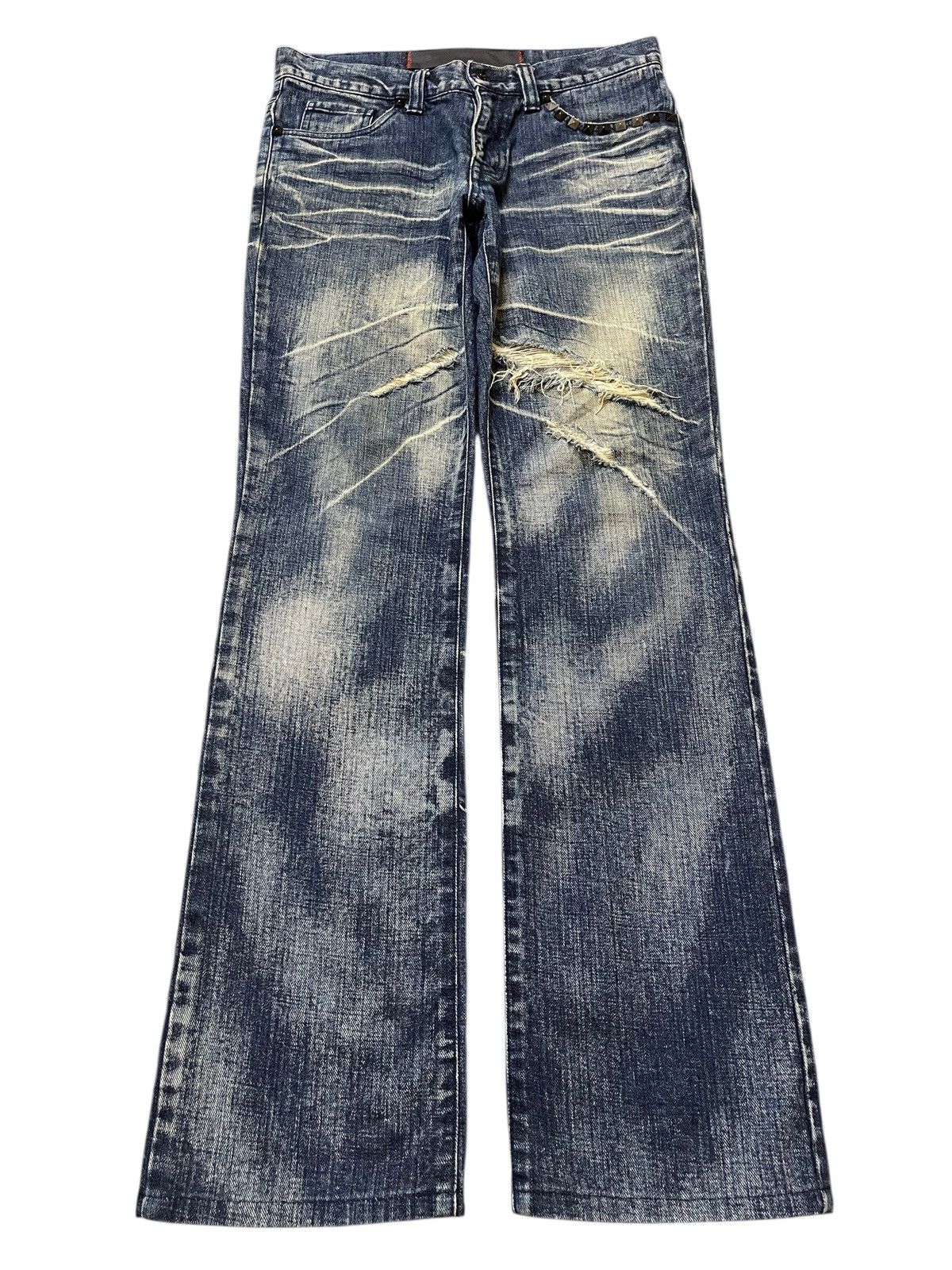 semanticdesign Japan Semantic Design Claw Mark Wash Distress Skull Studded Size US 31 - 1 Thumbnail