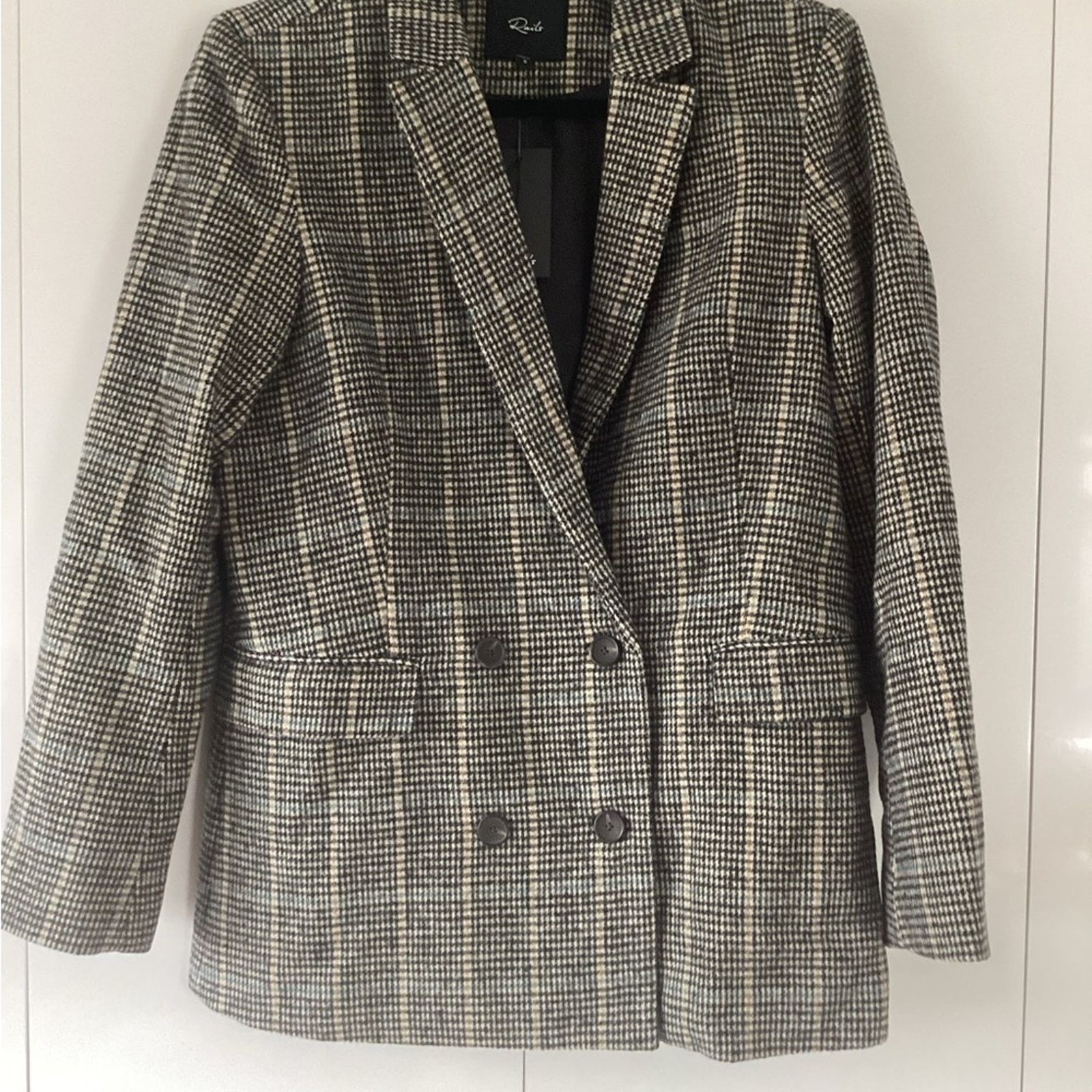 Rails NWT Rails Double Breast Blazer Grey Houndstoooth Check Sz S Size S / US 4 / IT 40 - 4 Thumbnail