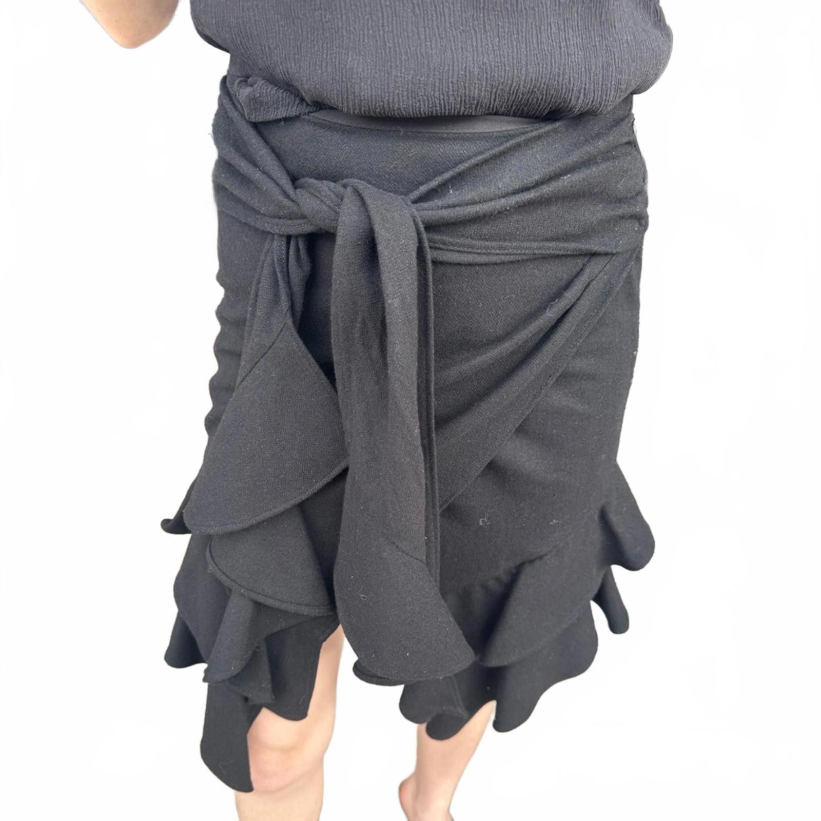 Designer Intermix Erika Wool Blend Ruffle Wrap Skirt NWT 2 Size 24" / US 00 / IT 34 - 1 Thumbnail