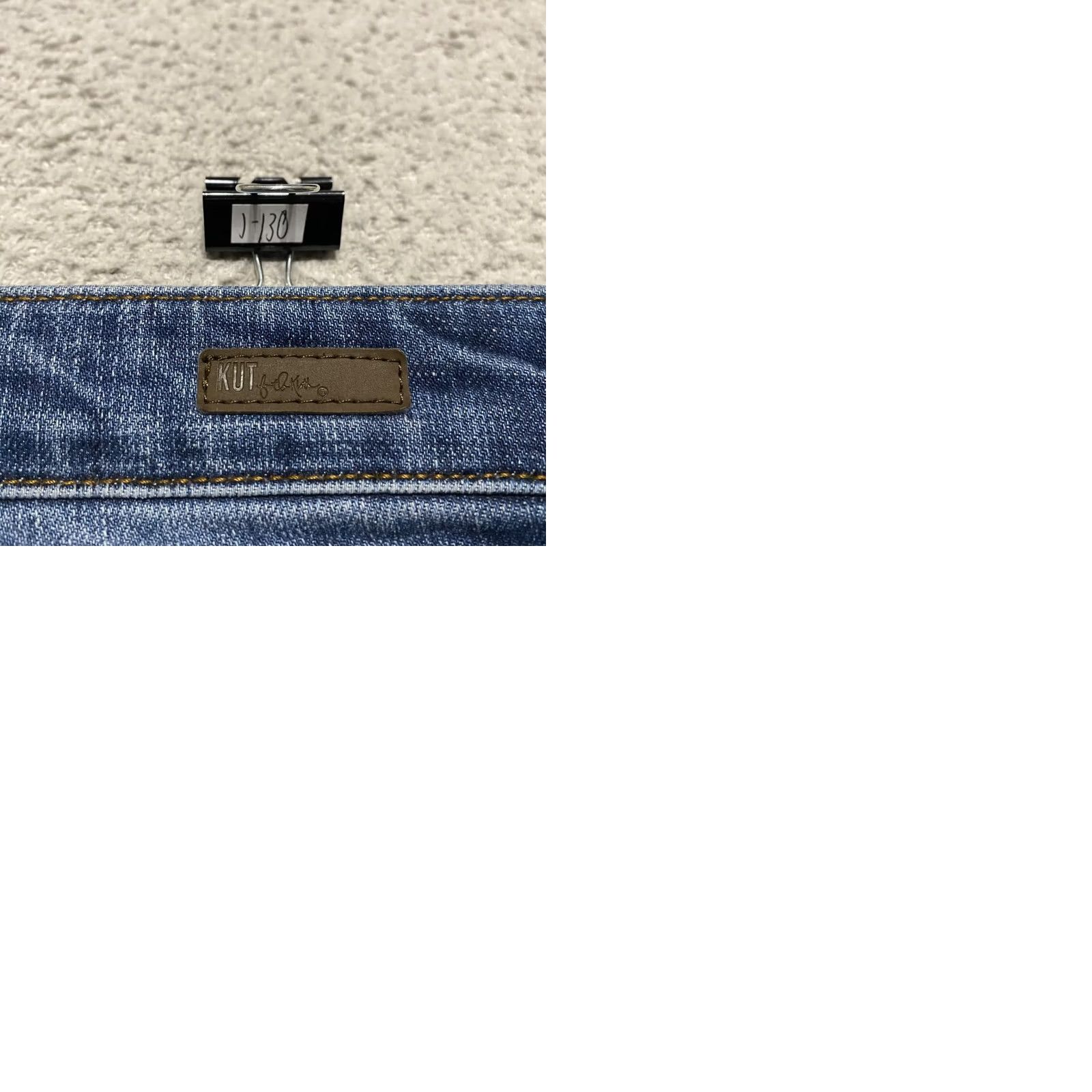 Vintage KUT from the Kloth Jeans Women sz 10 Blue Denim Medium Wash Distressed Mid Rise Jeans Womens Regular 5-Pocket Design Distressed Stretch Size 32" / US 10 / IT 46 - 9 Thumbnail