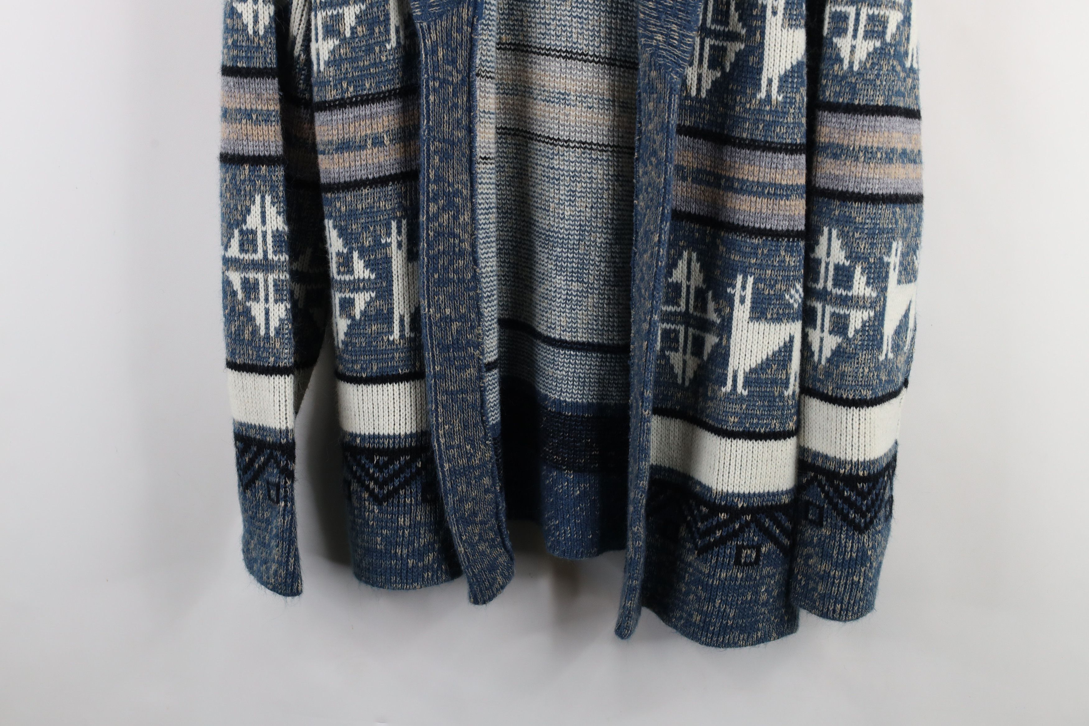 Vintage Vintage 70s Fair Isle Open Front Shawl Cardigan Sweater USA Size US XL / EU 56 / 4 - 3 Thumbnail