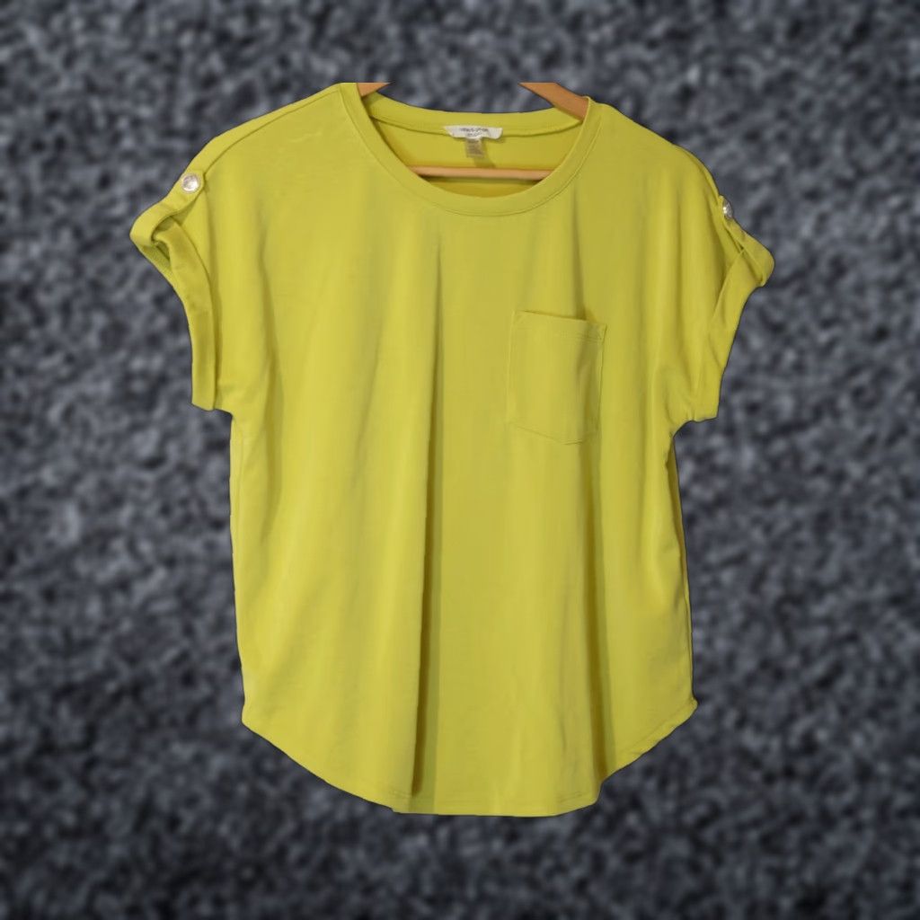 Vintage Cable & Gauge T-Shirt Womens S Dolman Sleeve Pockets Relaxed Fit Pale Citrus Short Sleeve Casual Workwear Modern Basic Trending - Mens? Size S / US 4 / IT 40 - 1 Thumbnail