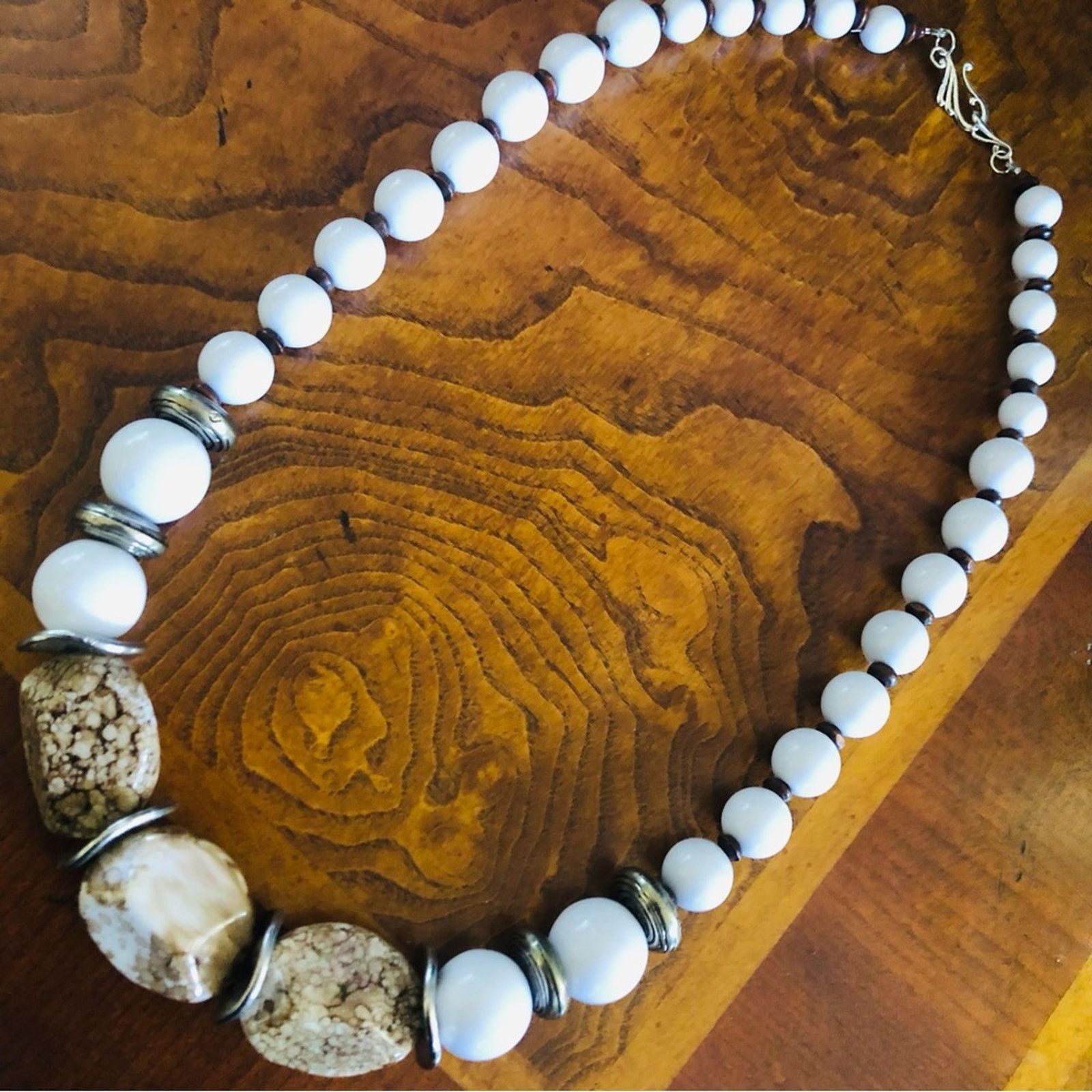 Handmade Handcrafted repurpose mixed material chunky bead necklace Size ONE SIZE - 7 Thumbnail