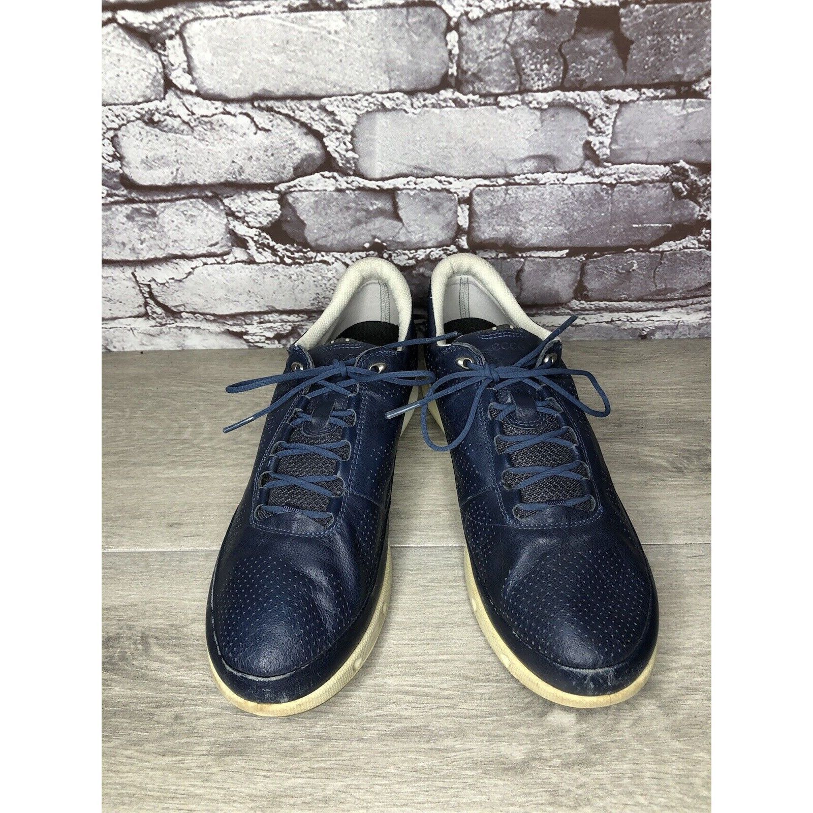 Ecco Ecco Blue Yak Leather Casual Comfort Lace Up Spikeless Golf Size US 11 / IT 41 - 12 Thumbnail