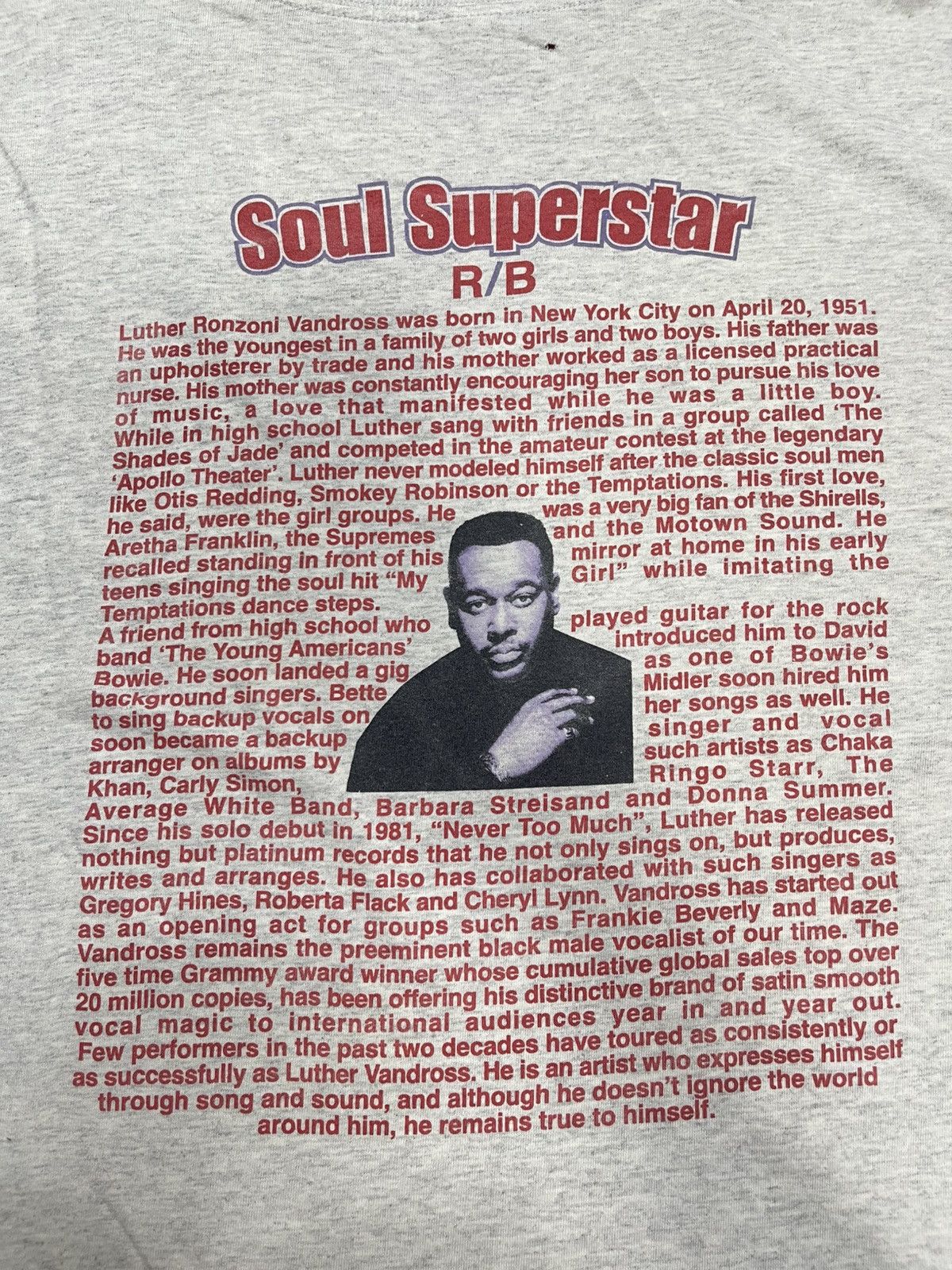 Band Tees × Vintage Rare Vintage Luther Vandross Tee - Soul Superstar! Size US XL / EU 56 / 4 - 8 Thumbnail