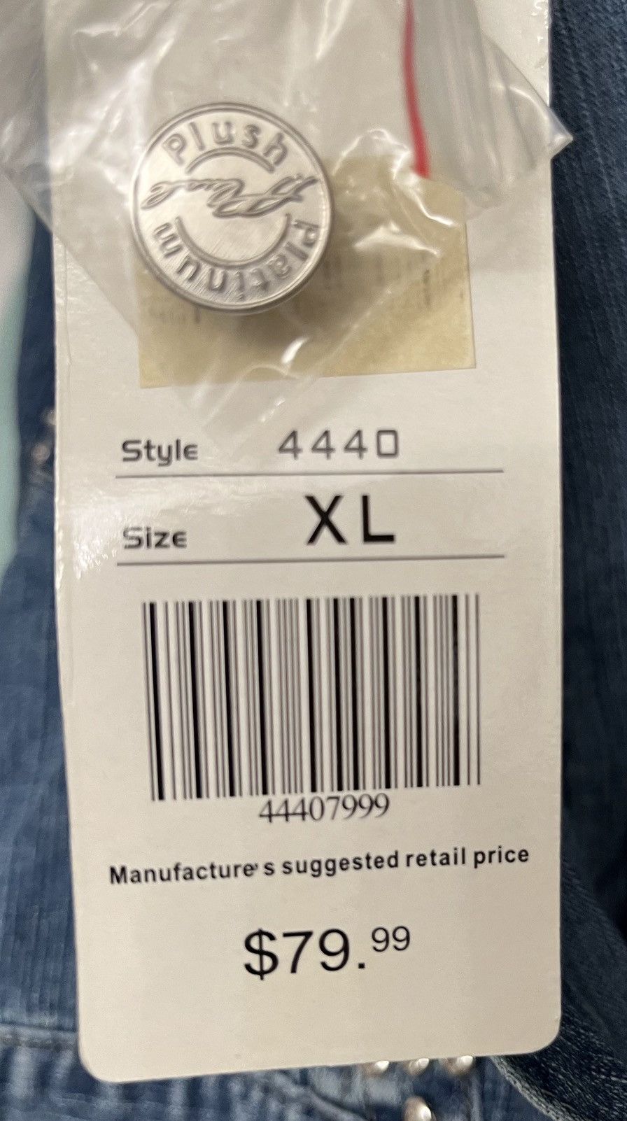 Vintage Platinum Plush Studded Denim XL Jacket, Size 15 Capri Pants Size 36" / US 14 / IT 50 - 4 Thumbnail