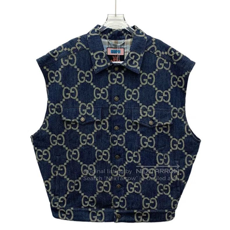 Gucci Gucci Dark blue logo jacquard full-print cotton lapel sing Size US L / EU 52-54 / 3 - 1 Thumbnail