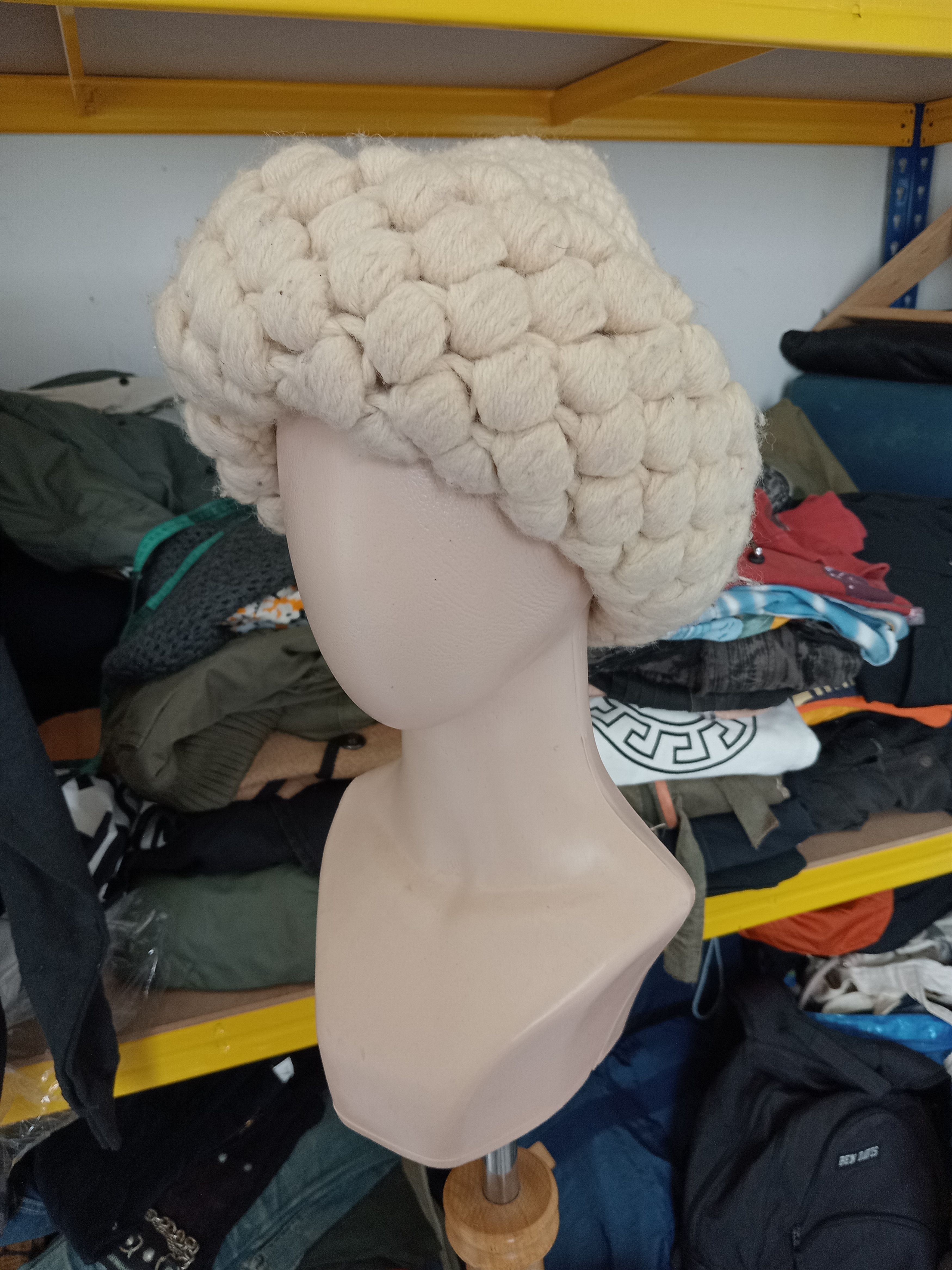 Vintage Frank Olive Knitwear Chunky Pom Pom Hat