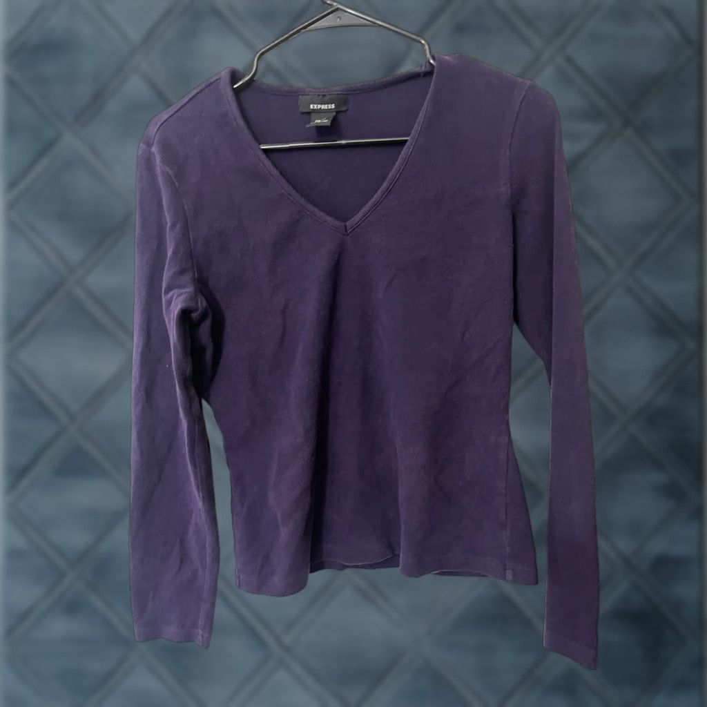 Express EXPRESS Women's V-Neck Sweater Pullover Long Sleeve Size Large Soft Purple Size L / US 10 / IT 46 - 1 Thumbnail