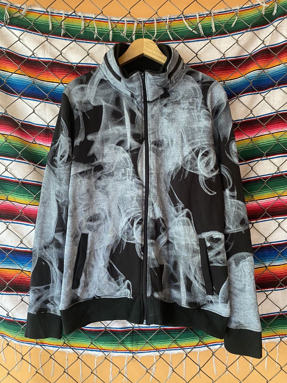 image of If Six Was Nine Dandy Jack Print Smoke Jacket in Black, Men's (Size Large)