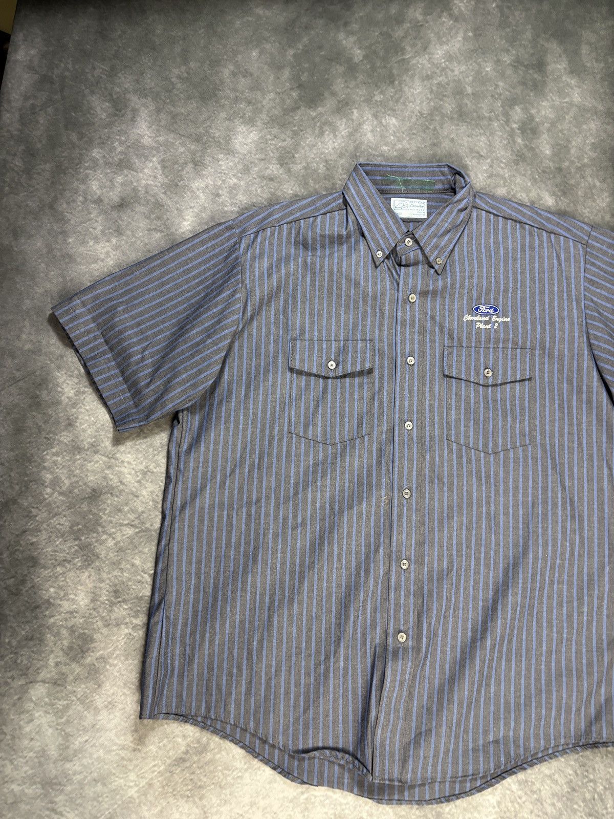 Red Kap × Vintage Vintage Work Shirt Short Sleeve 1990s Striped Ford Motors XL Size US XL / EU 56 / 4 - 13 Thumbnail